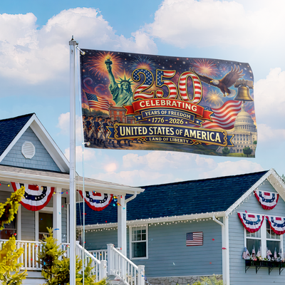Premium America 250th Anniversary Grommet Flag, America 250th Flag, America 250th Birthday, Best Gifts On Independence Day, Veterans Day.