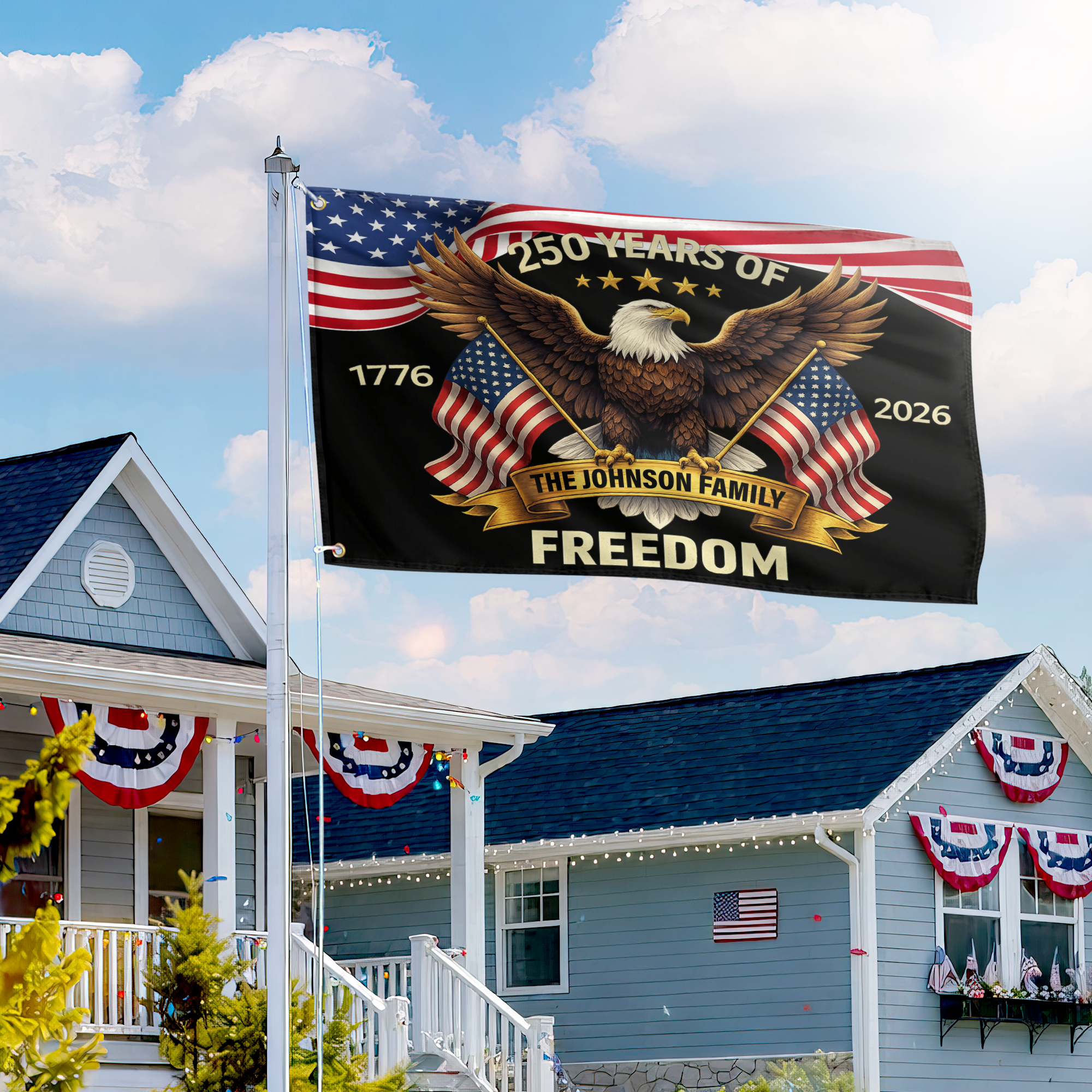 Premium Custom America 250th Anniversary Grommet Flag, America 250th Flag, America 250th Birthday, Best Gifts On Independence Day, Veterans Day.