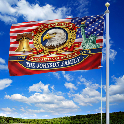 Premium Custom America 250th Anniversary Grommet Flag, America 250th Flag, America 250th Birthday, Best Gifts On Independence Day, Veterans Day.