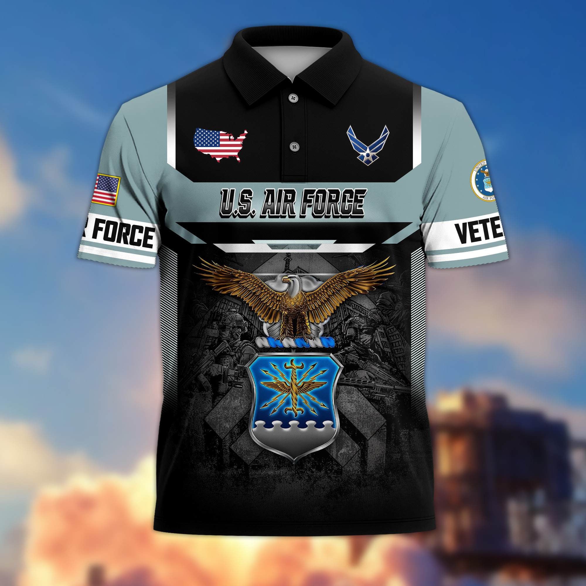 Premium US Veterans Polo Shirt, Gifts For US Veterans, Gifts On Father's Day, Veterans Day.