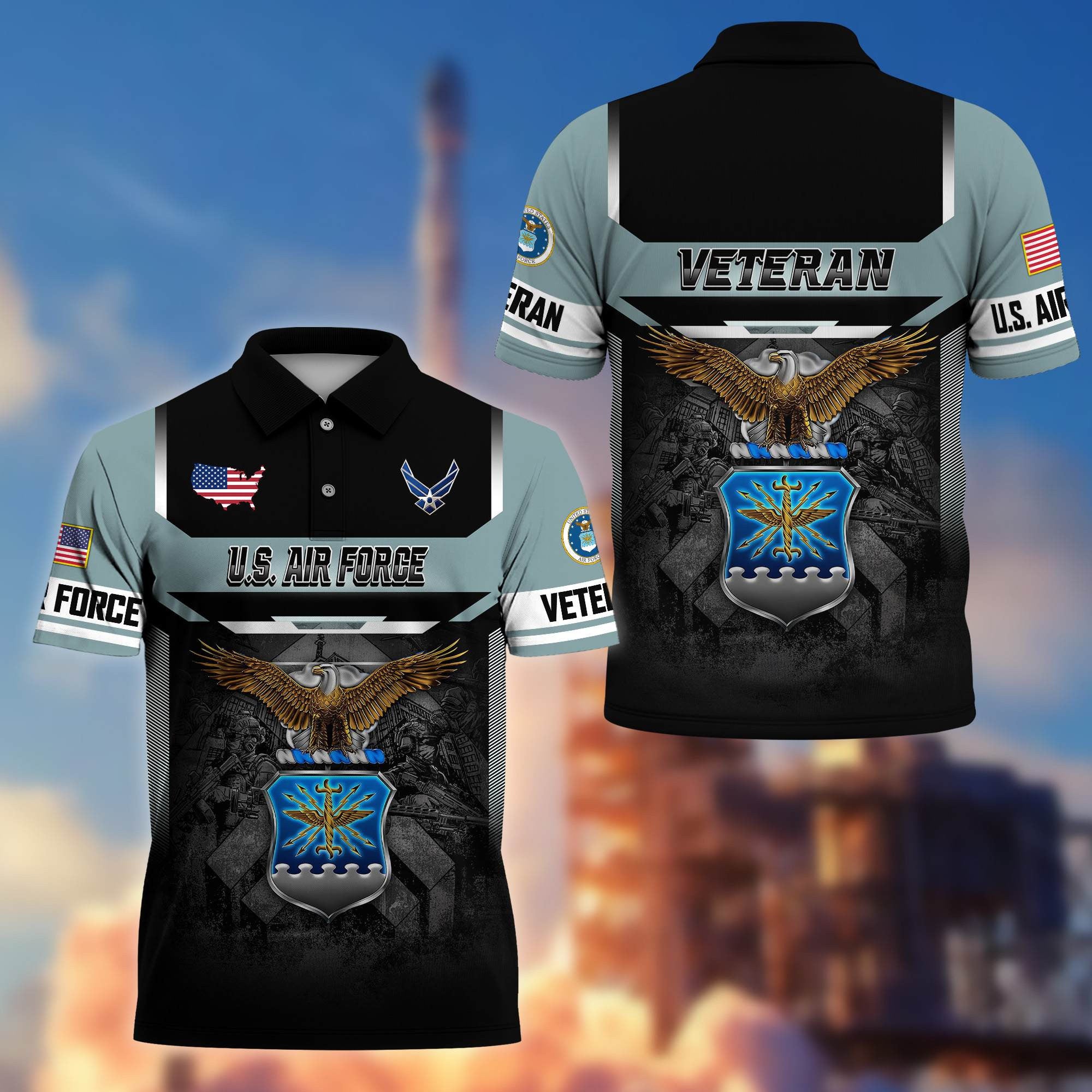Premium US Veterans Polo Shirt, Gifts For US Veterans, Gifts On Father's Day, Veterans Day.