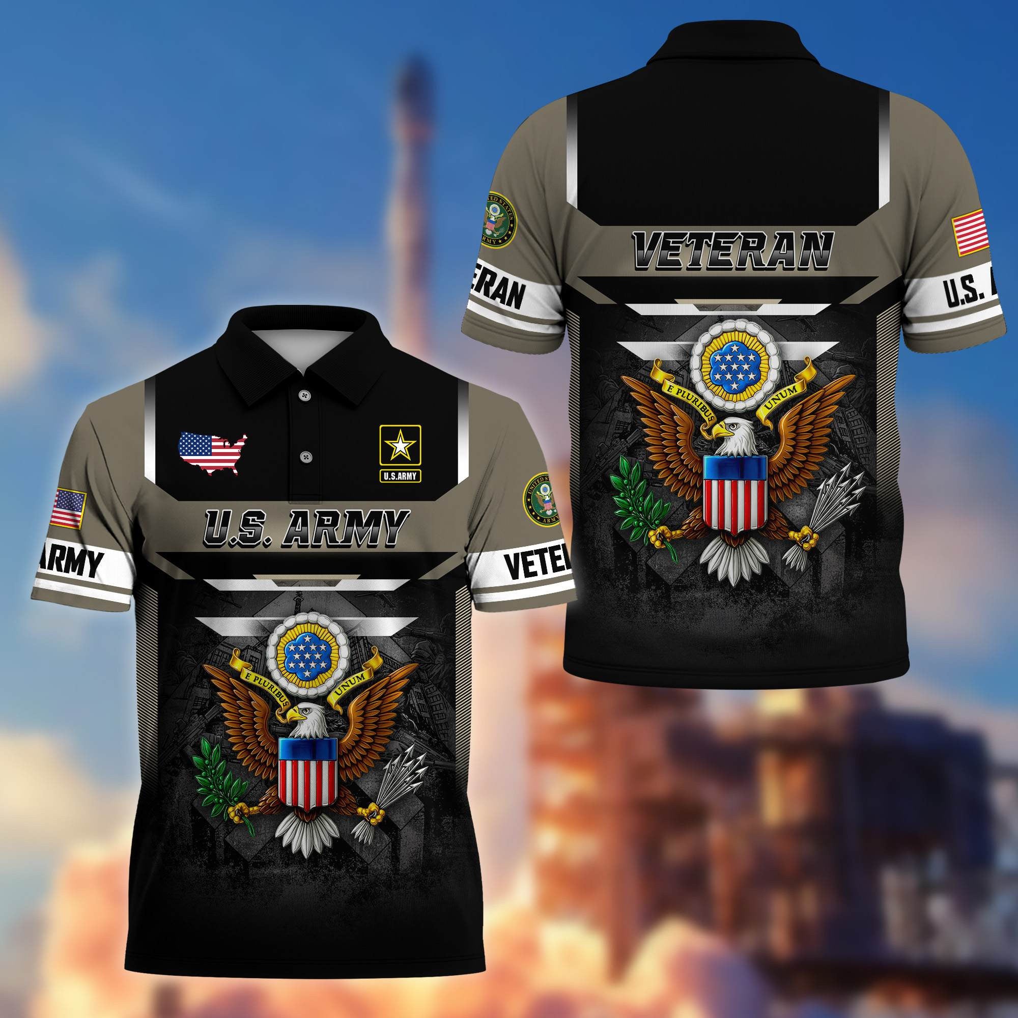 Premium US Veterans Polo Shirt, Gifts For US Veterans, Gifts On Father's Day, Veterans Day.