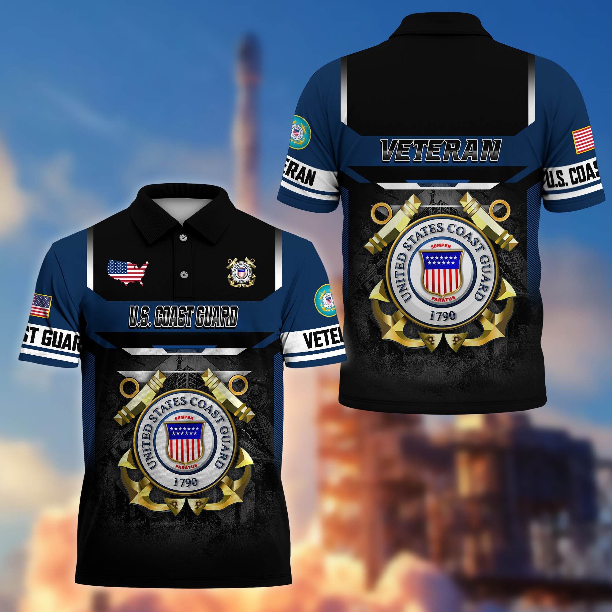 Premium US Veterans Polo Shirt, Gifts For US Veterans, Gifts On Father's Day, Veterans Day.