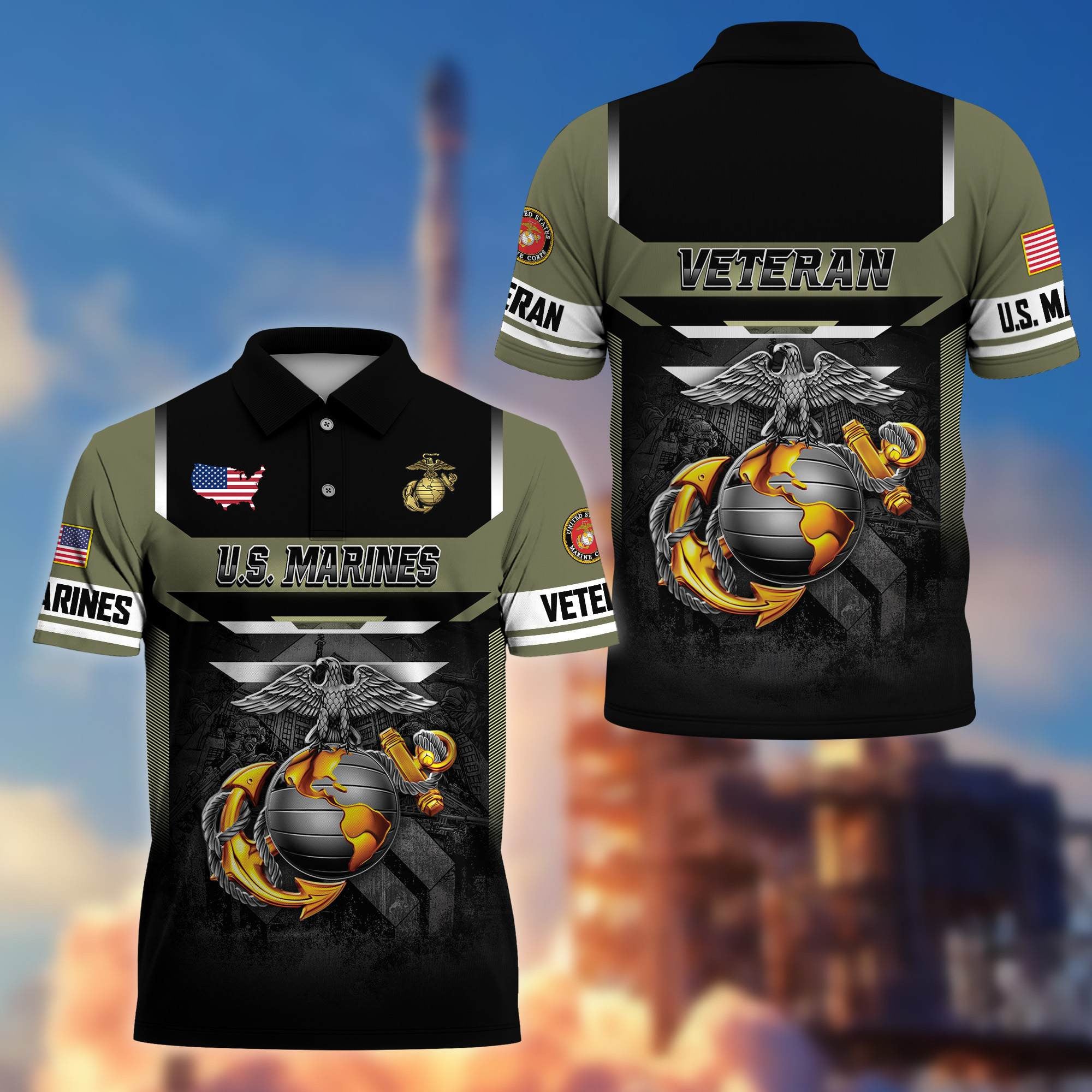 Premium US Veterans Polo Shirt, Gifts For US Veterans, Gifts On Father's Day, Veterans Day.