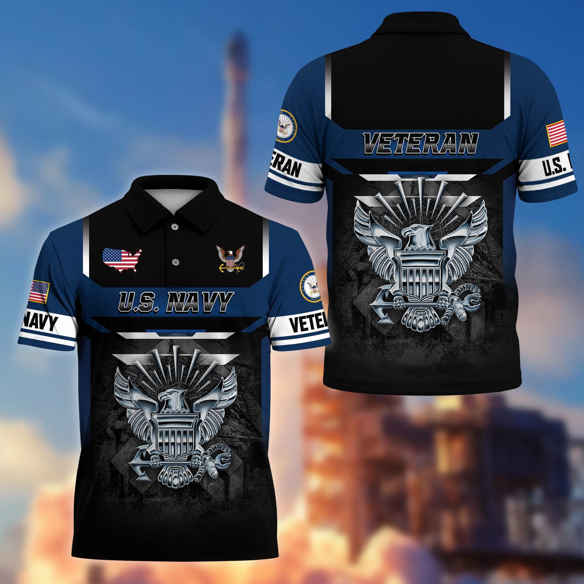 Premium US Veterans Polo Shirt, Gifts For US Veterans, Gifts On Father's Day, Veterans Day.