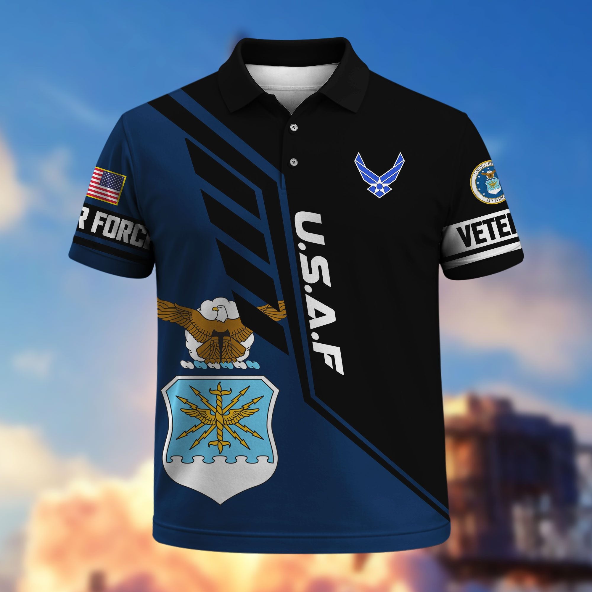 Premium US Veterans Polo Shirt, Gifts For US Veterans, Gifts On Father's Day, Veterans Day.