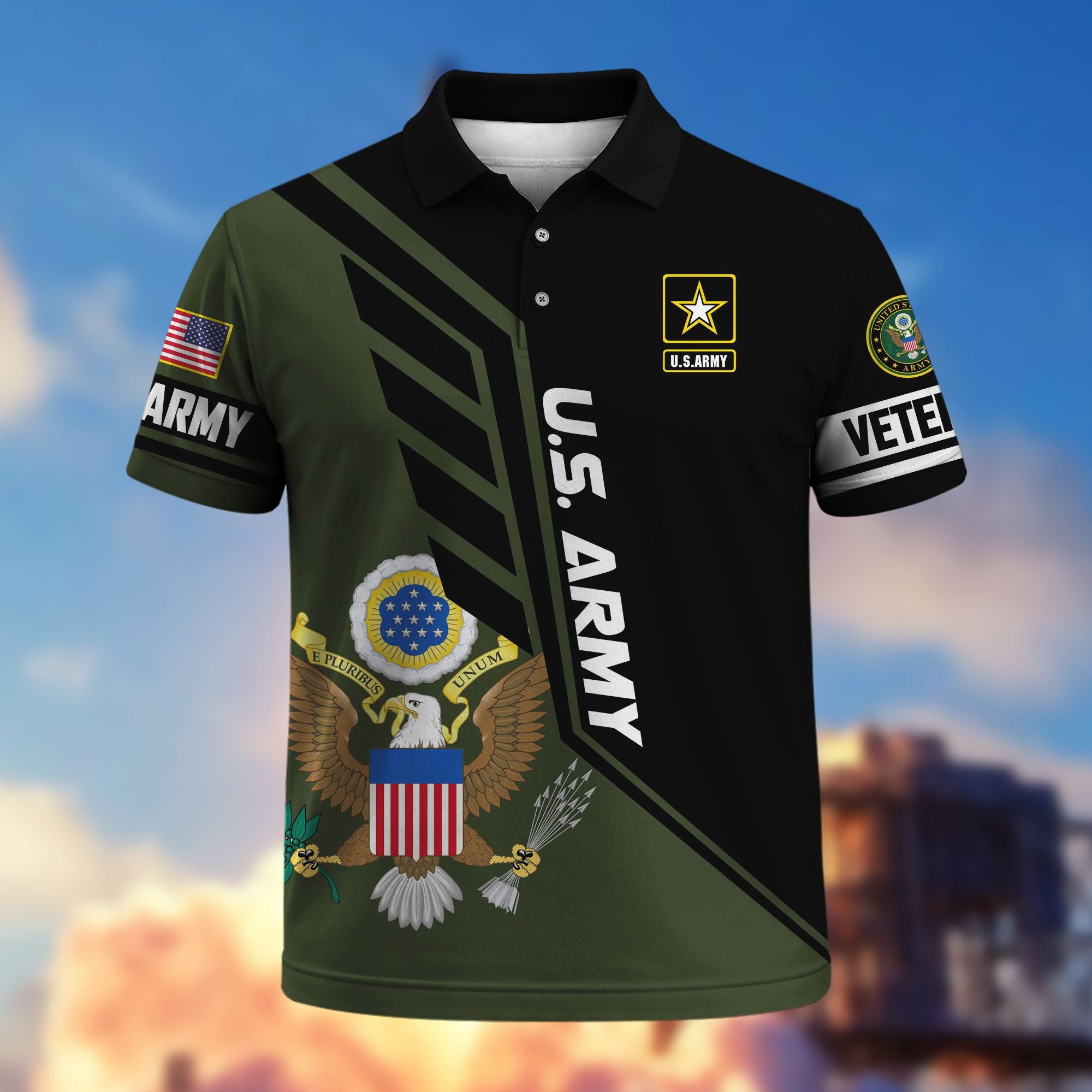 Premium US Veterans Polo Shirt, Gifts For US Veterans, Gifts On Father's Day, Veterans Day.