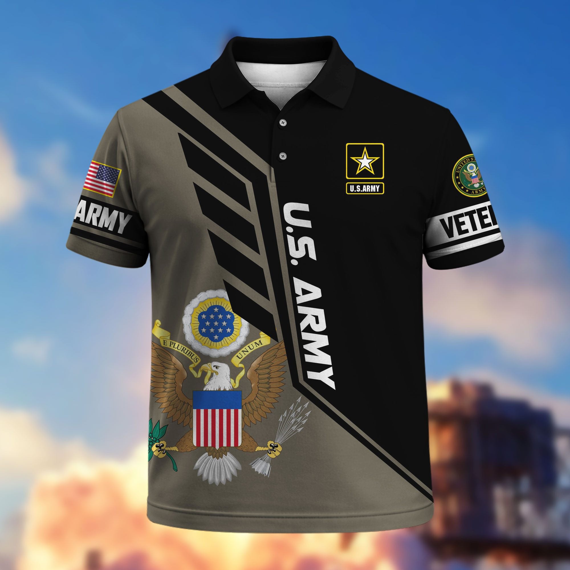 Premium US Veterans Polo Shirt, Gifts For US Veterans, Gifts On Father's Day, Veterans Day.