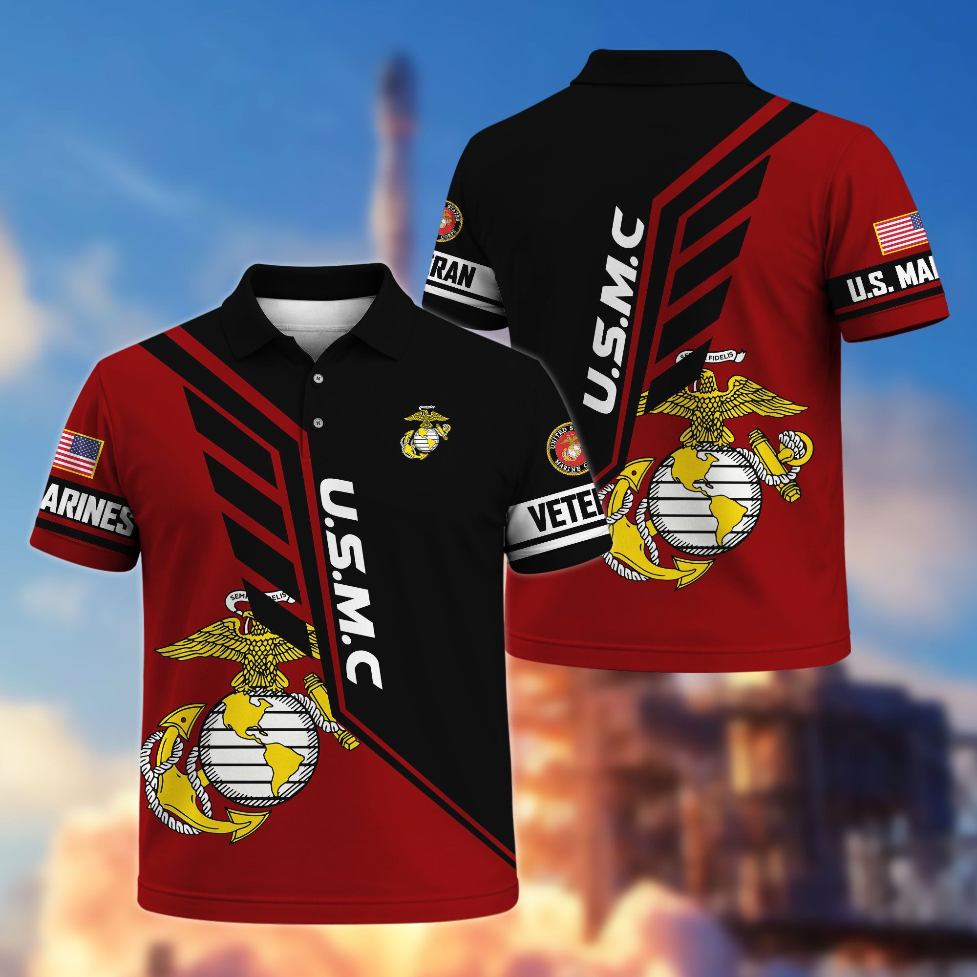Premium US Veterans Polo Shirt, Gifts For US Veterans, Gifts On Father's Day, Veterans Day.