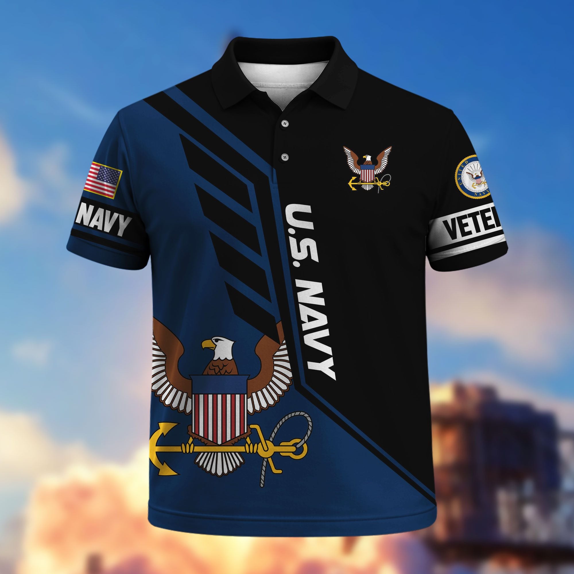 Premium US Veterans Polo Shirt, Gifts For US Veterans, Gifts On Father's Day, Veterans Day.
