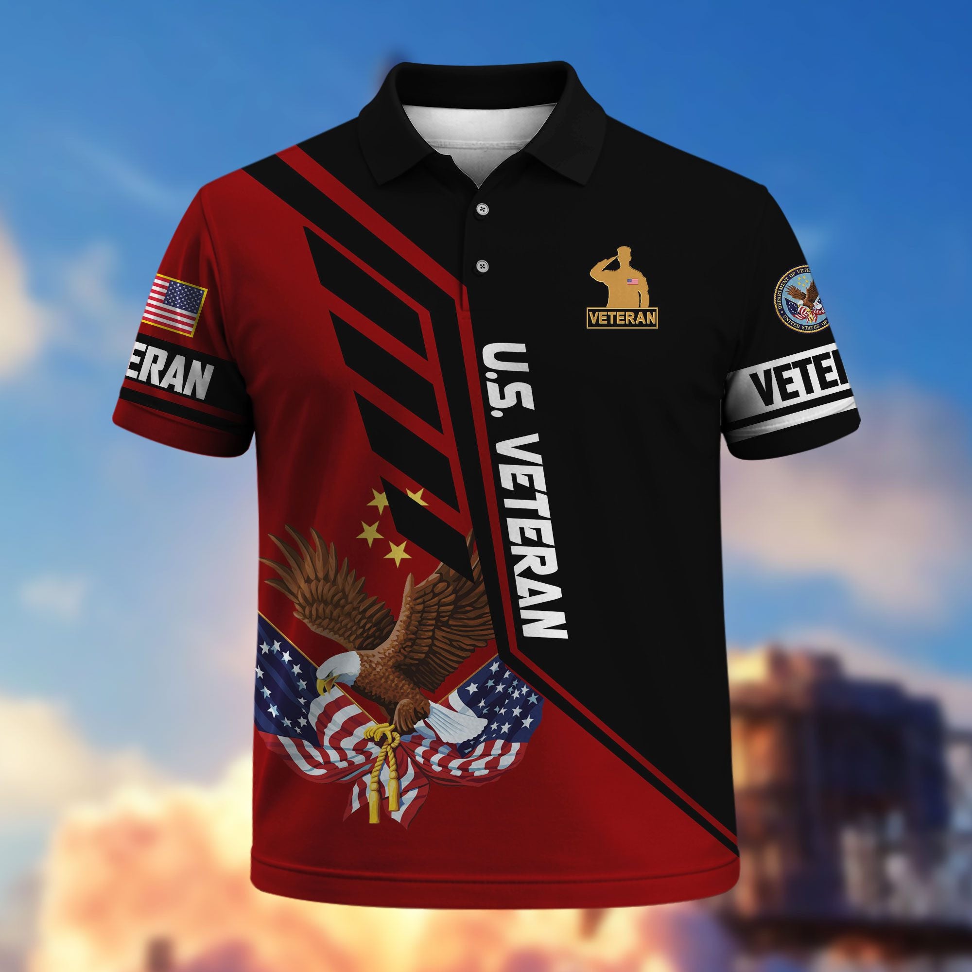 Premium US Veterans Polo Shirt, Gifts For US Veterans, Gifts On Father's Day, Veterans Day.
