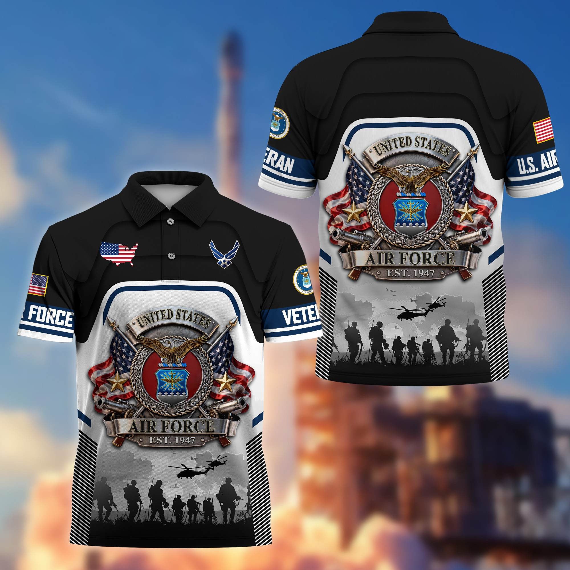 Premium US Veterans Polo Shirt, Gifts For US Veterans, Gifts On Father's Day, Veterans Day.