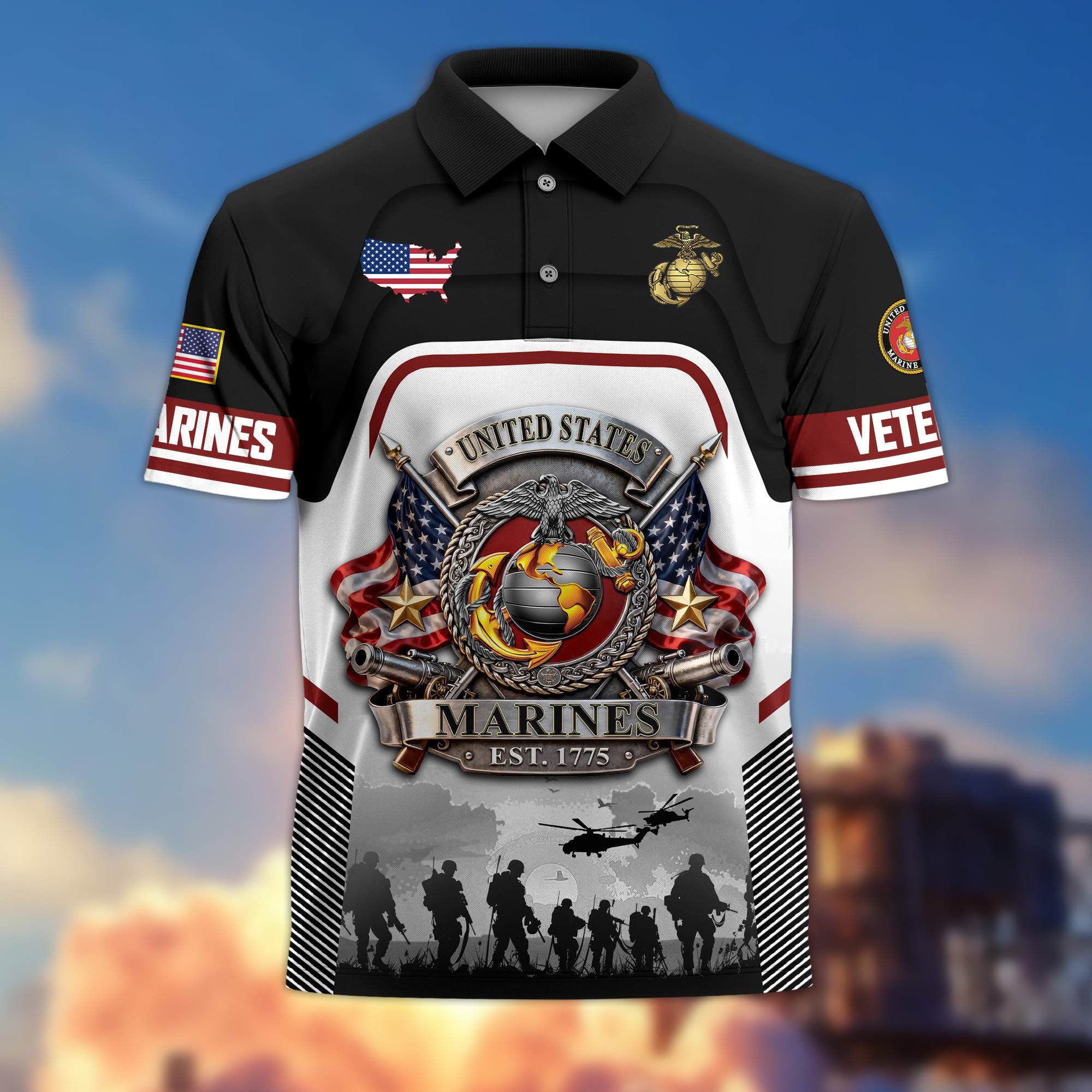 Premium US Veterans Polo Shirt, Gifts For US Veterans, Gifts On Father's Day, Veterans Day.