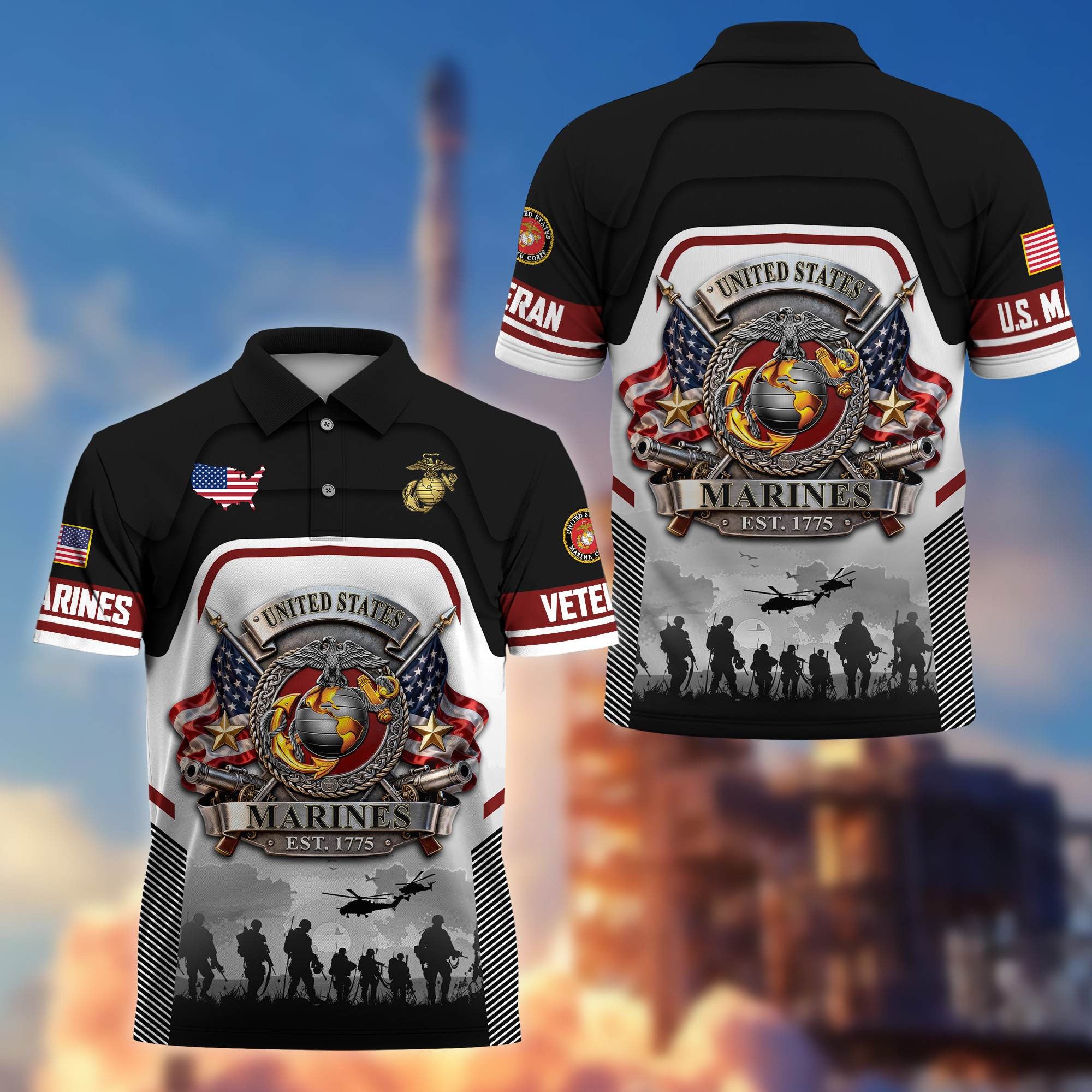 Premium US Veterans Polo Shirt, Gifts For US Veterans, Gifts On Father's Day, Veterans Day.