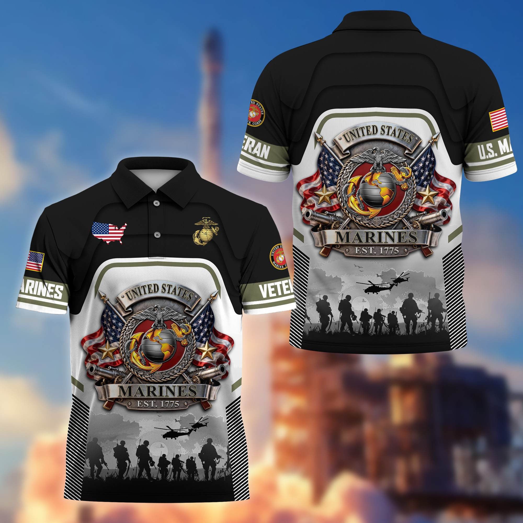 Premium US Veterans Polo Shirt, Gifts For US Veterans, Gifts On Father's Day, Veterans Day.