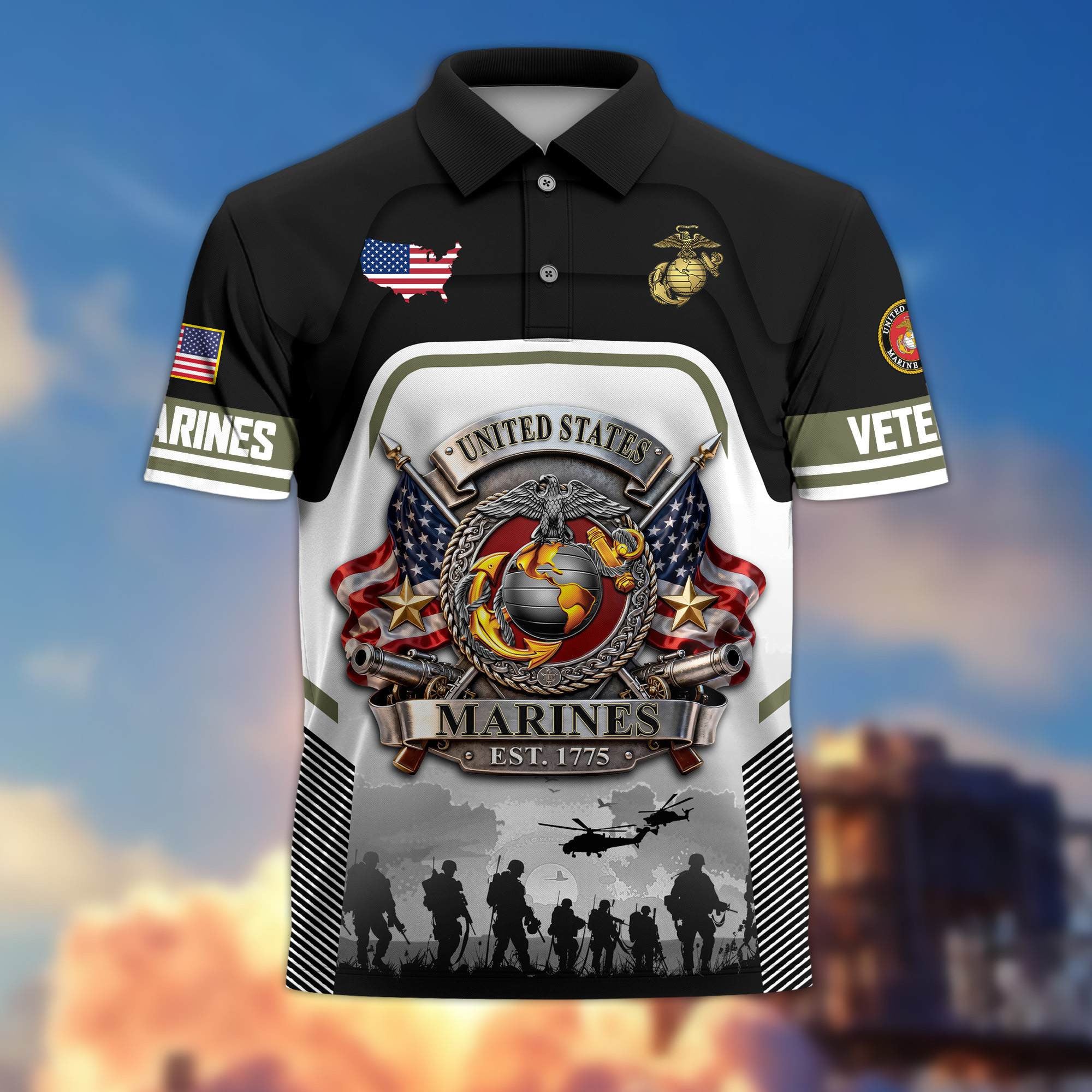 Premium US Veterans Polo Shirt, Gifts For US Veterans, Gifts On Father's Day, Veterans Day.
