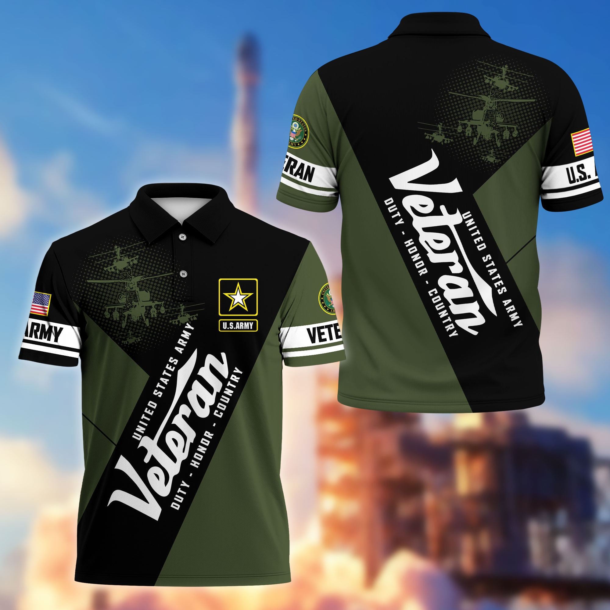 Premium US Veterans Polo Shirt, Gifts For US Veterans, Gifts On Father's Day, Veterans Day.