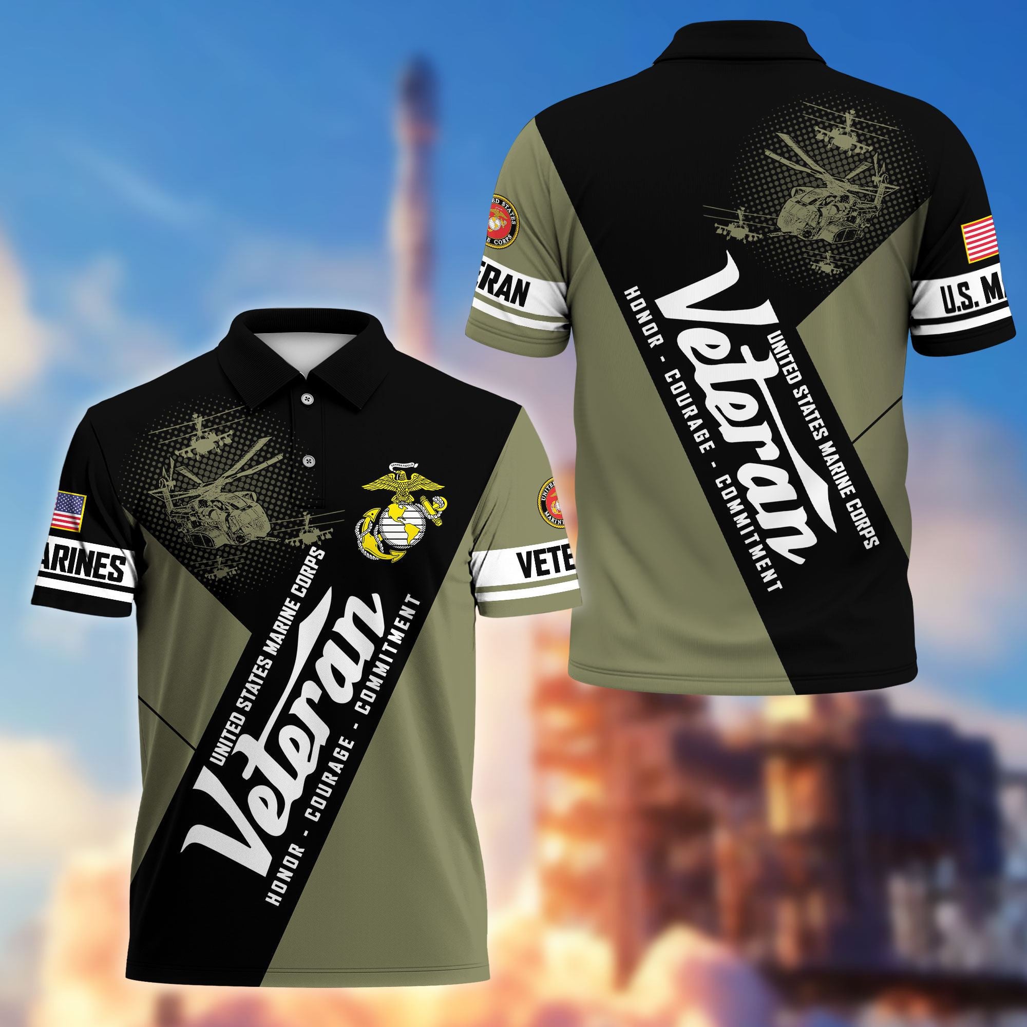 Premium US Veterans Polo Shirt, Gifts For US Veterans, Gifts On Father's Day, Veterans Day.