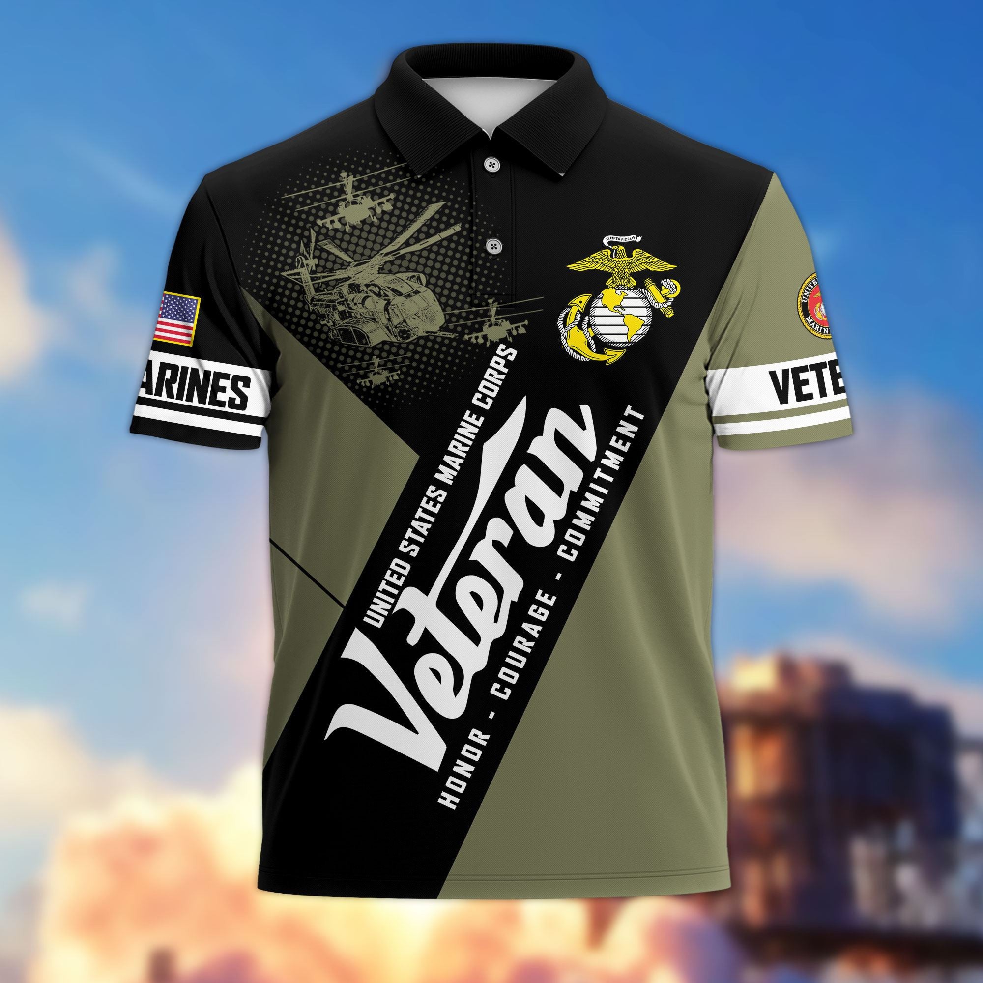 Premium US Veterans Polo Shirt, Gifts For US Veterans, Gifts On Father's Day, Veterans Day.