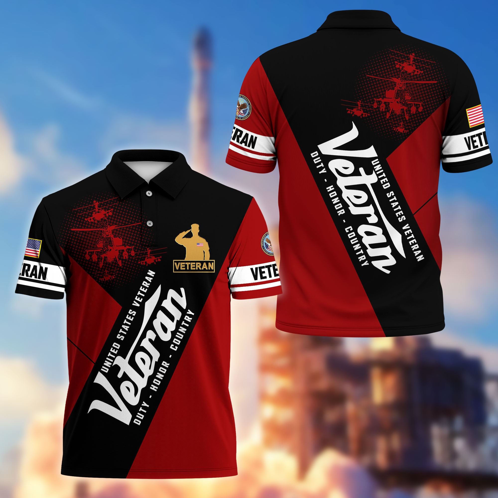 Premium US Veterans Polo Shirt, Gifts For US Veterans, Gifts On Father's Day, Veterans Day.