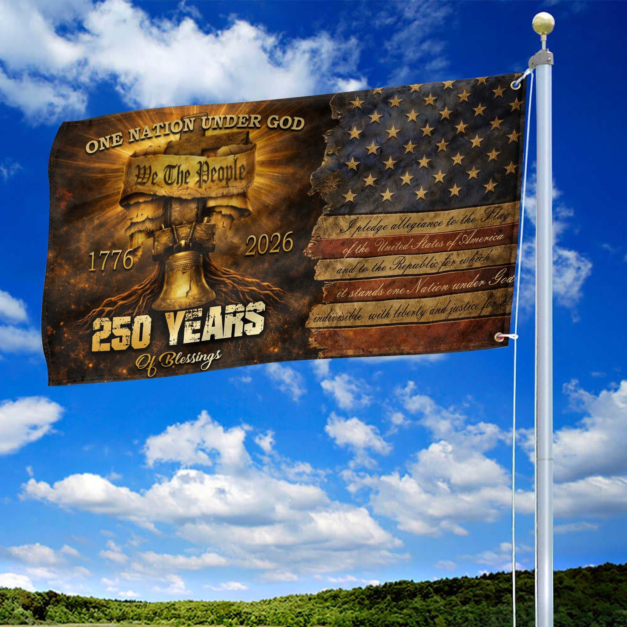 Premium America 250th Anniversary Grommet Flag, America 250th Flag, America 250th Birthday, Best Gifts On Independence Day, Veterans Day.