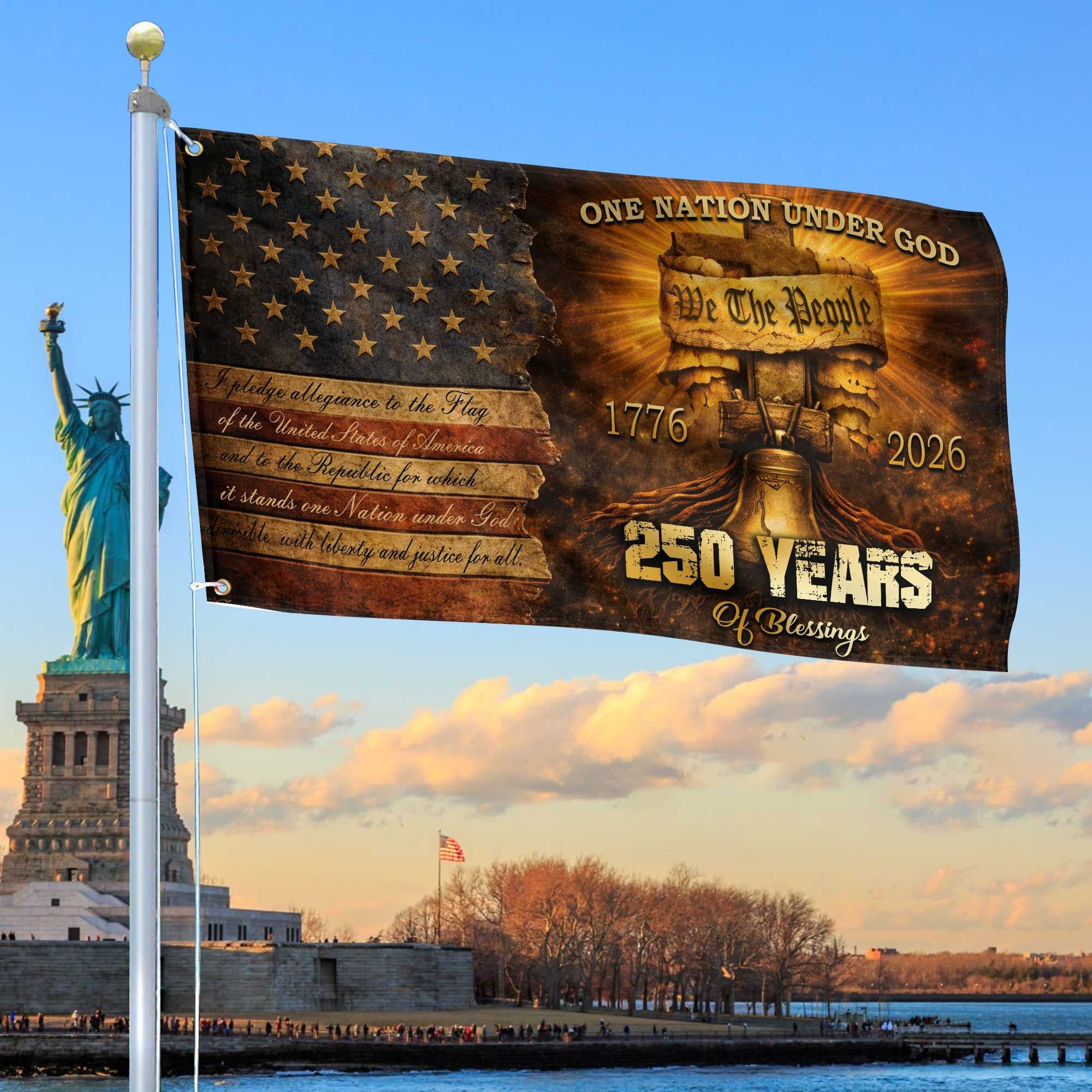 Premium America 250th Anniversary Grommet Flag, America 250th Flag, America 250th Birthday, Best Gifts On Independence Day, Veterans Day.