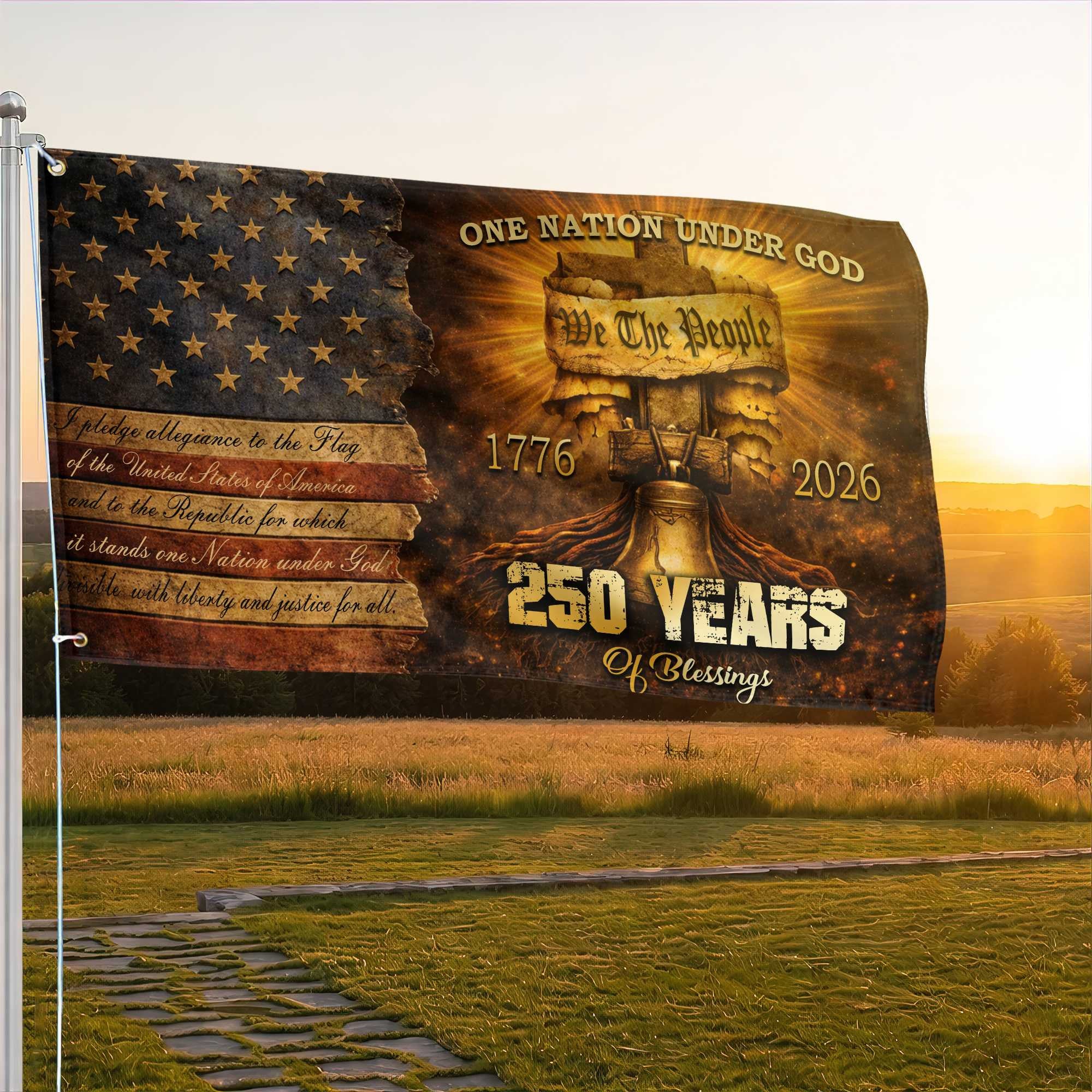 Premium America 250th Anniversary Grommet Flag, America 250th Flag, America 250th Birthday, Best Gifts On Independence Day, Veterans Day.