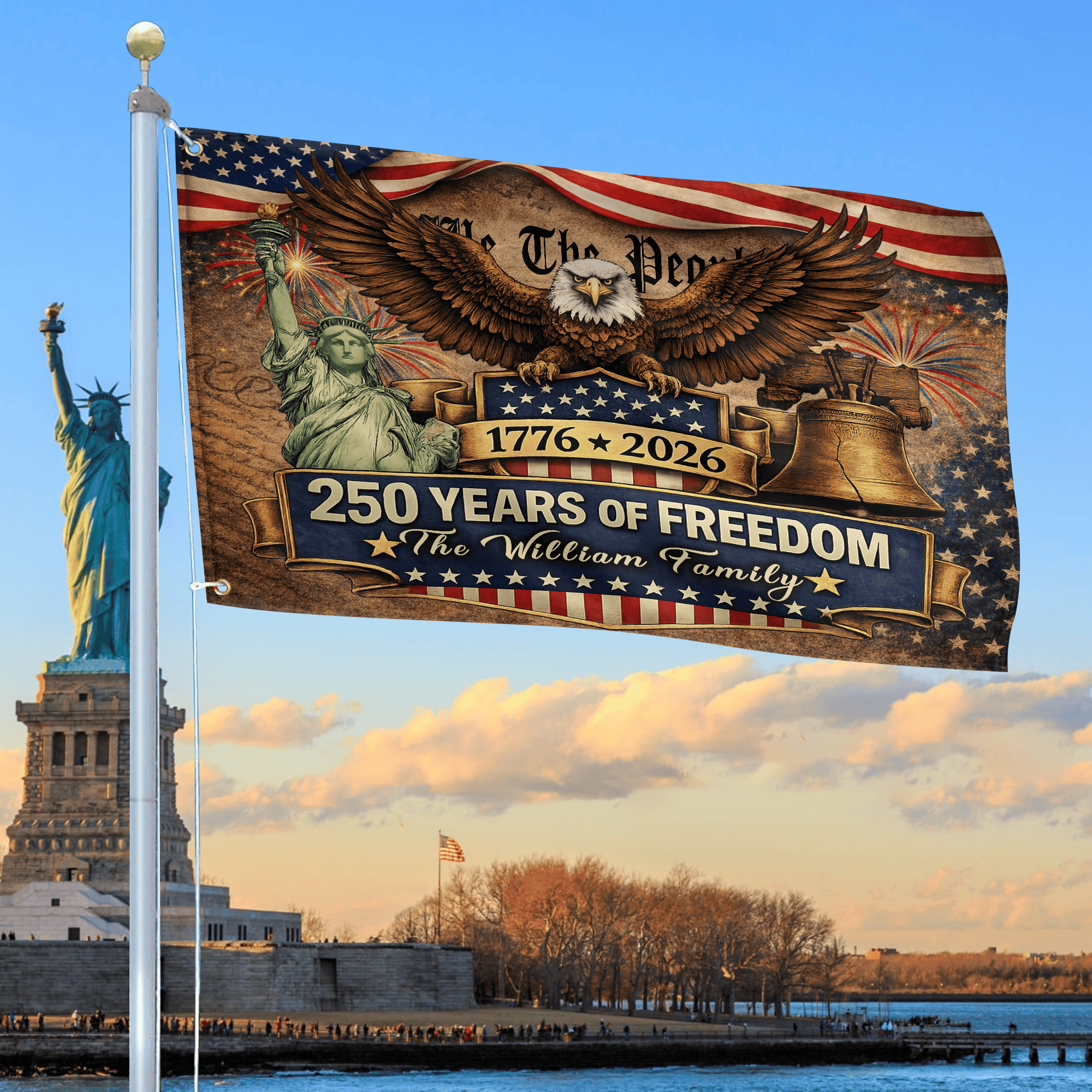 Premium Custom America 250th Anniversary Grommet Flag, America 250th Flag, America 250th Birthday, Best Gifts On Independence Day, Veterans Day.