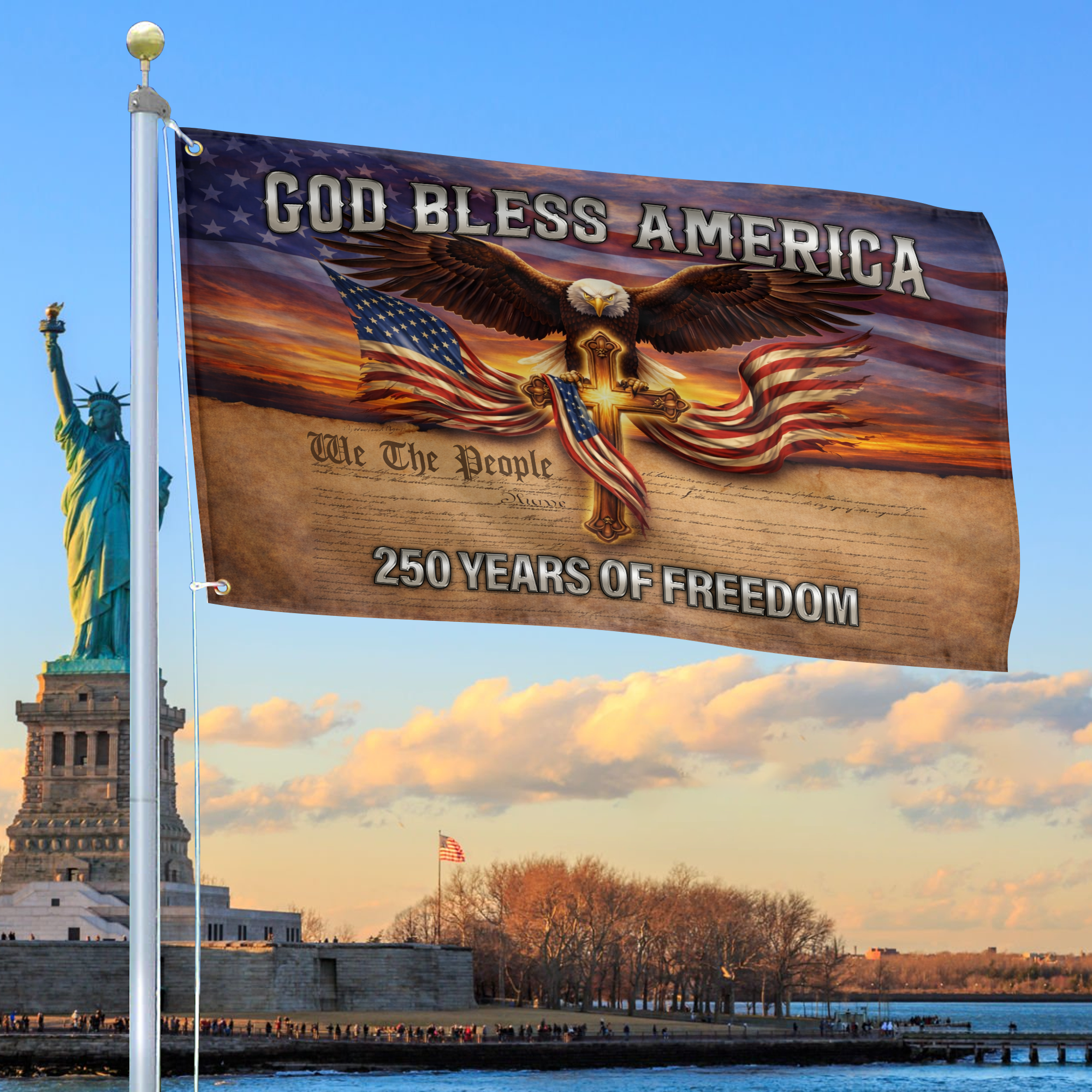 Premium America 250th Anniversary Grommet Flag, America 250th Flag, America 250th Birthday, Best Gifts On Independence Day, Veterans Day.
