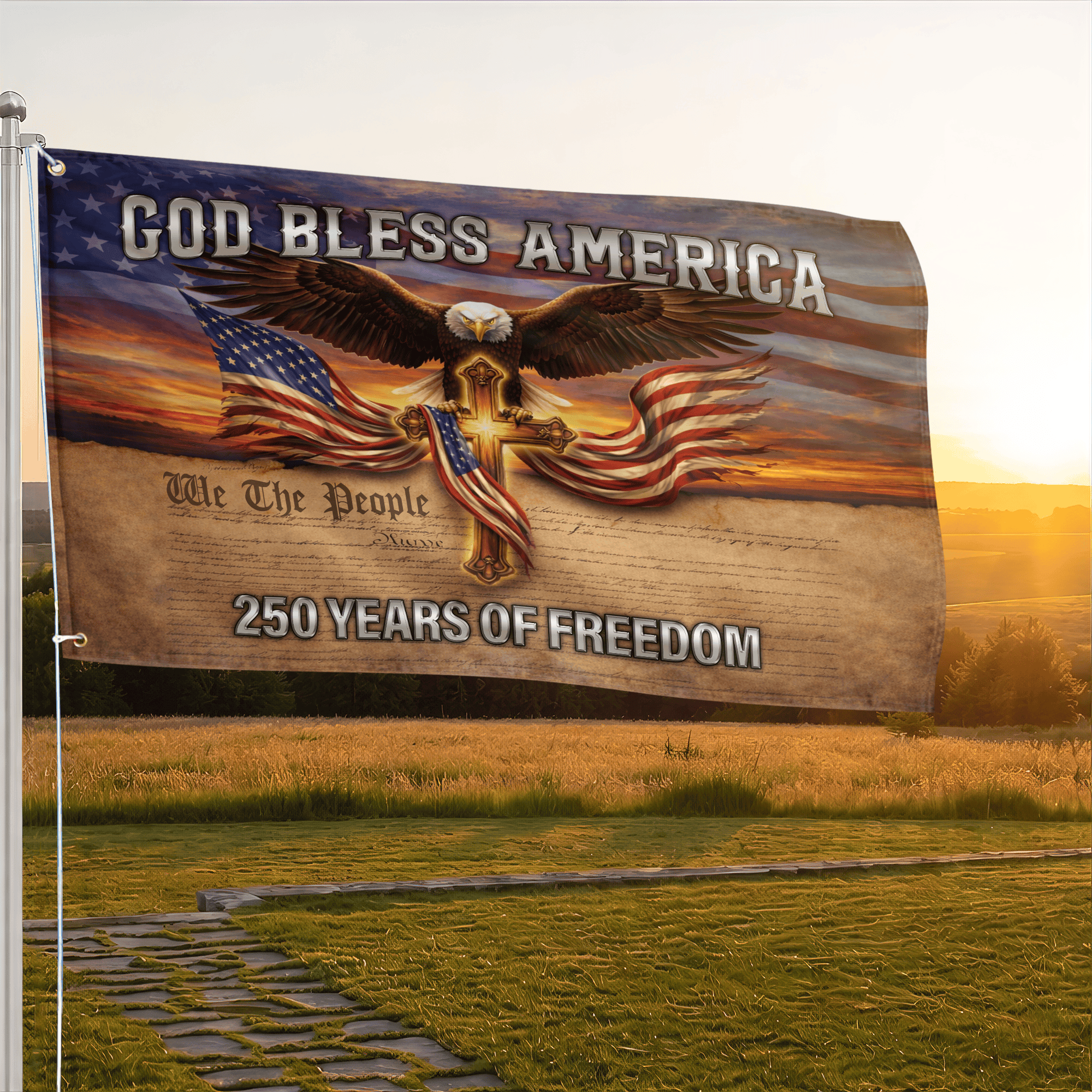 Premium America 250th Anniversary Grommet Flag, America 250th Flag, America 250th Birthday, Best Gifts On Independence Day, Veterans Day.