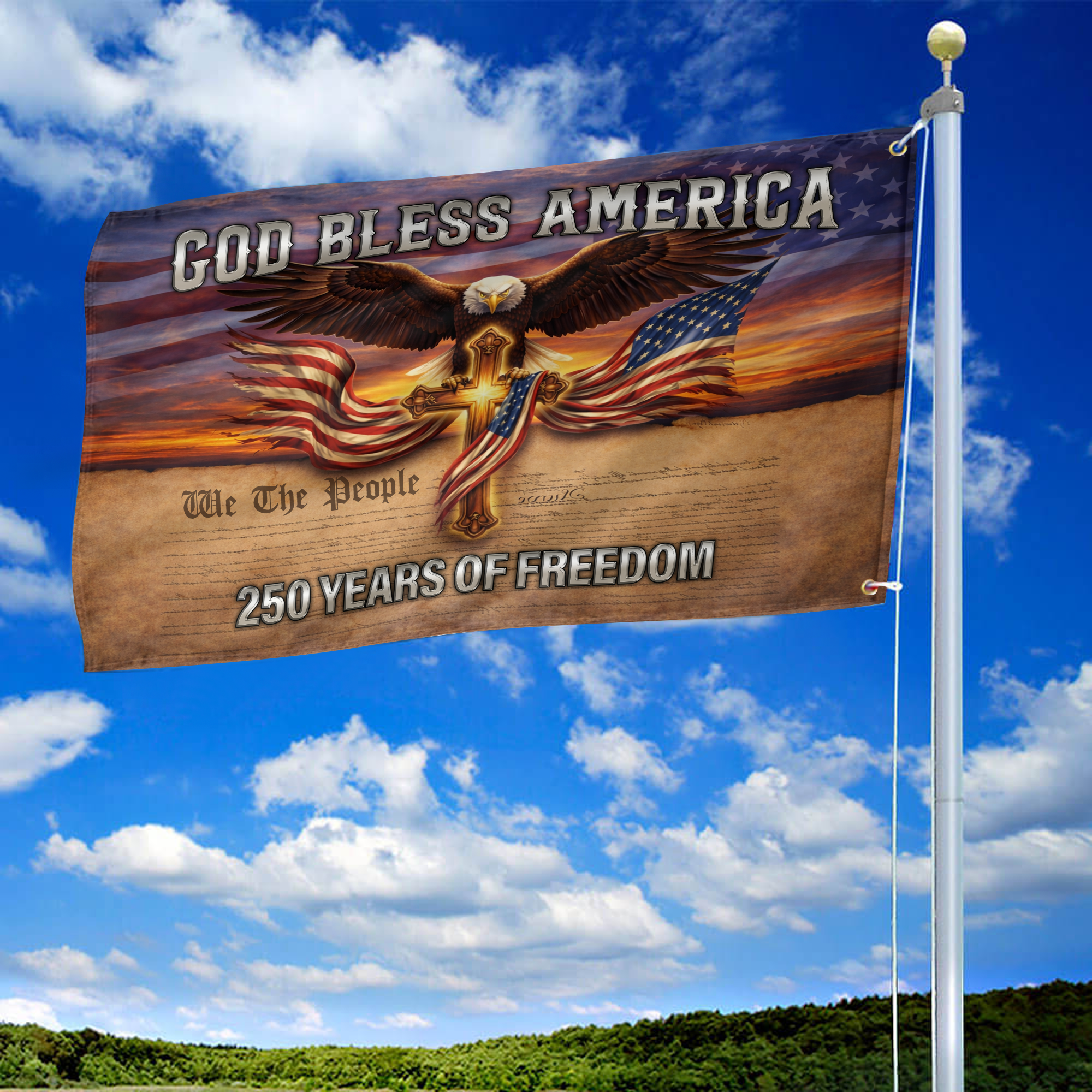 Premium America 250th Anniversary Grommet Flag, America 250th Flag, America 250th Birthday, Best Gifts On Independence Day, Veterans Day.