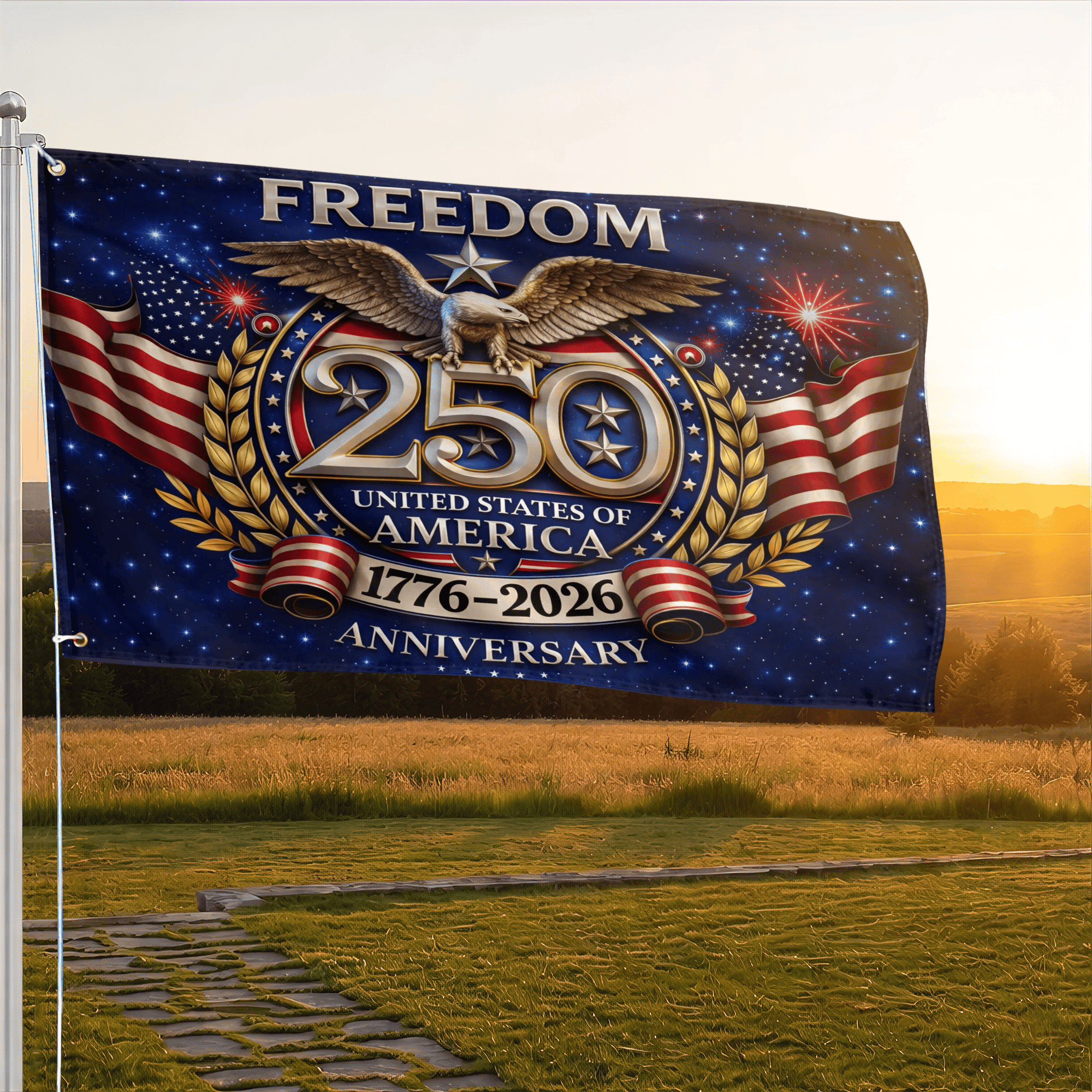 Premium America 250th Anniversary Grommet Flag, America 250th Flag, America 250th Birthday, Best Gifts On Independence Day, Veterans Day.
