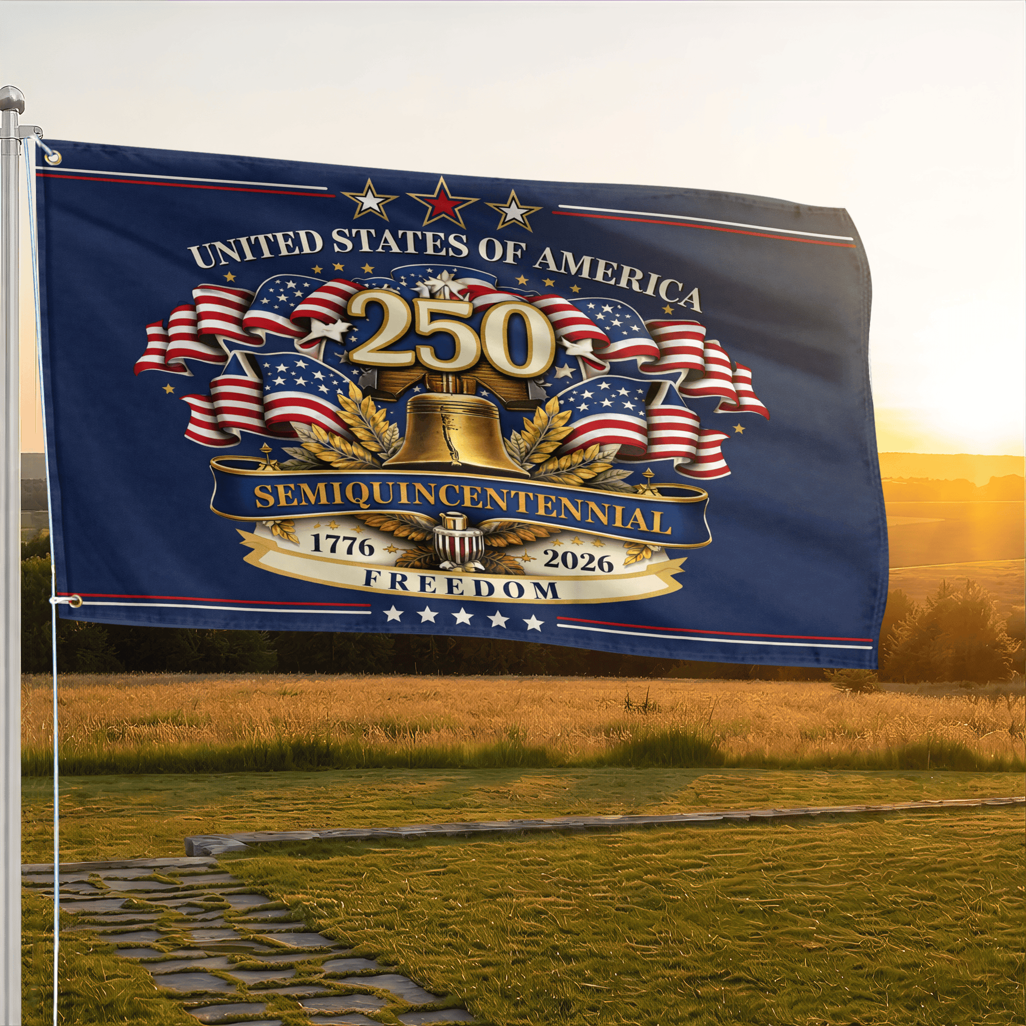 Premium America 250th Anniversary Grommet Flag, America 250th Flag, America 250th Birthday, Best Gifts On Independence Day, Veterans Day.