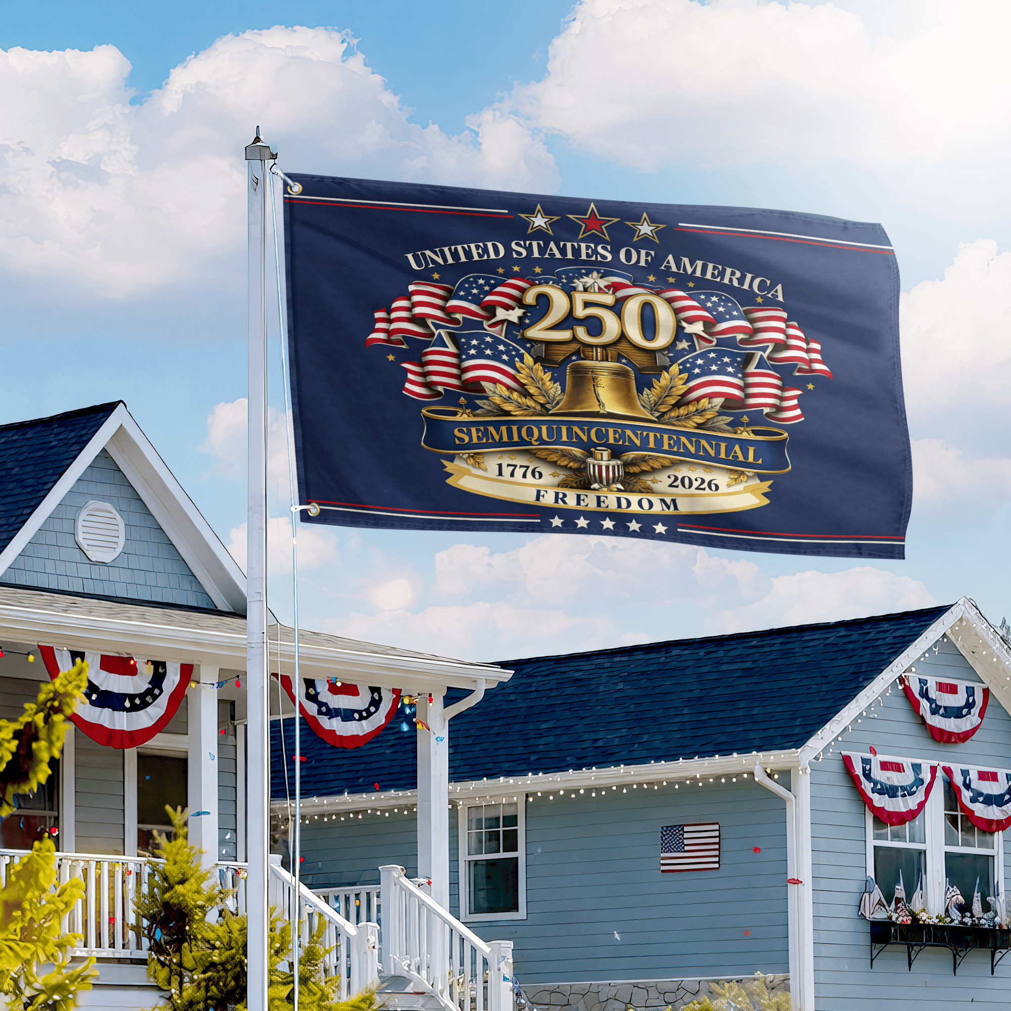 Premium America 250th Anniversary Grommet Flag, America 250th Flag, America 250th Birthday, Best Gifts On Independence Day, Veterans Day.