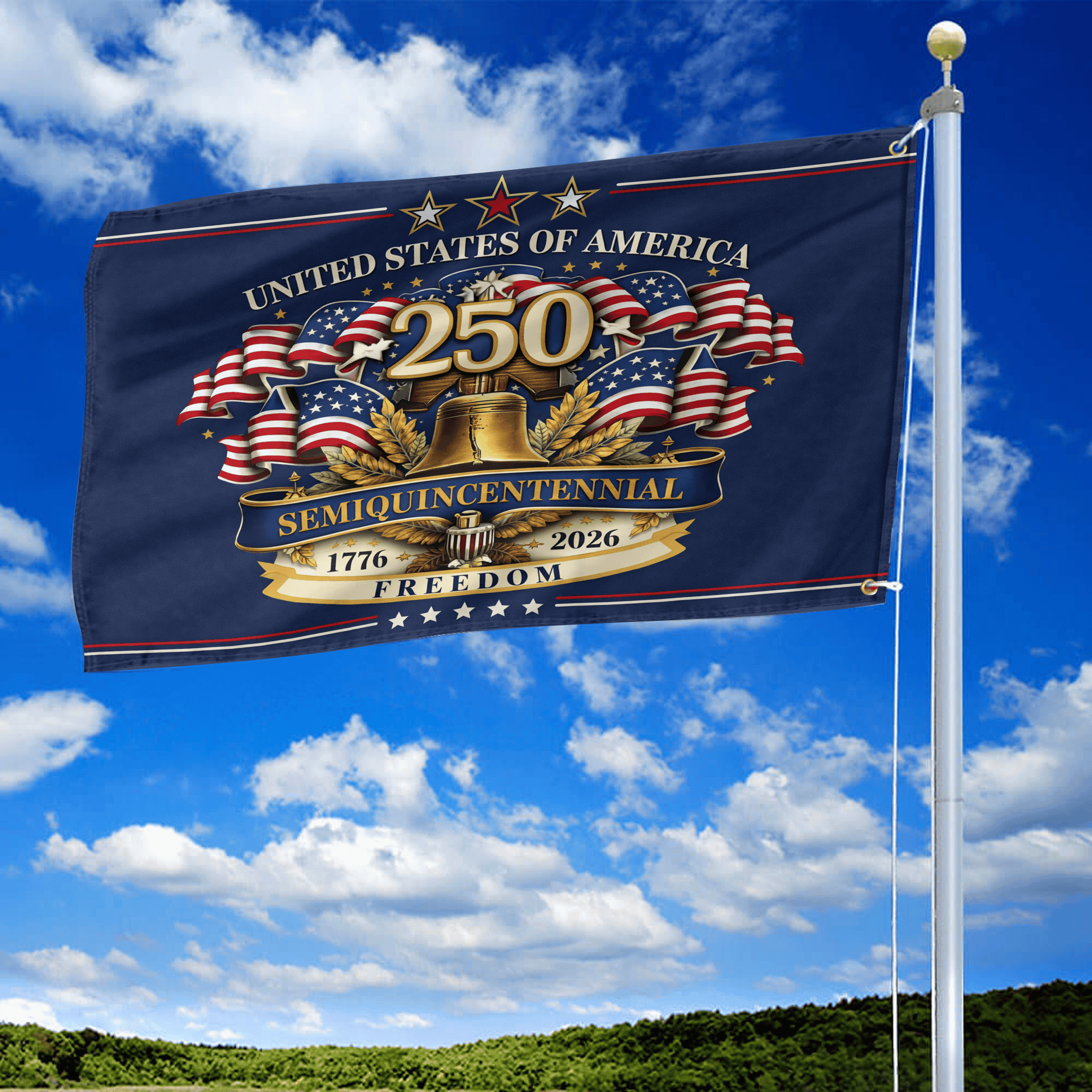 Premium America 250th Anniversary Grommet Flag, America 250th Flag, America 250th Birthday, Best Gifts On Independence Day, Veterans Day.