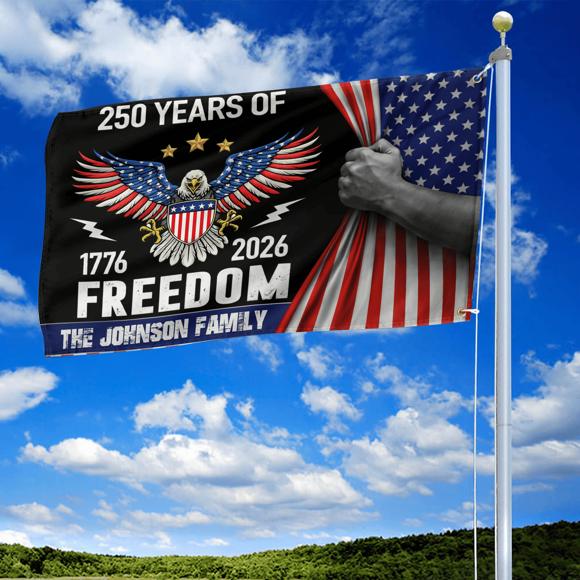 Premium Custom America 250th Anniversary Grommet Flag, America 250th Flag, America 250th Birthday, Best Gifts On Independence Day, Veterans Day.