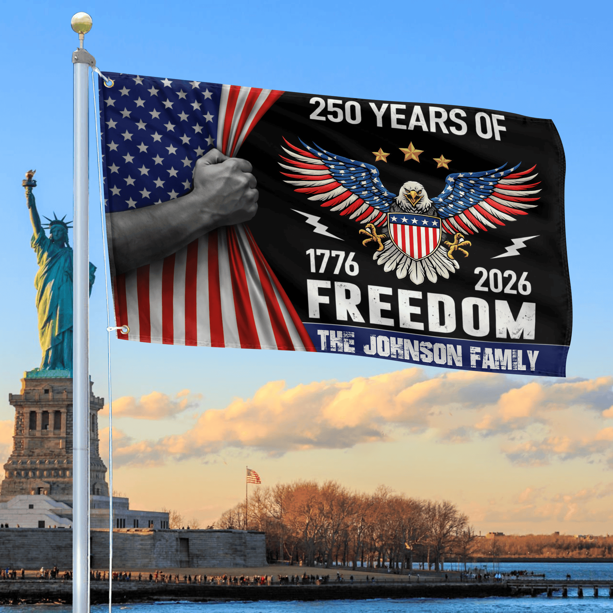 Premium Custom America 250th Anniversary Grommet Flag, America 250th Flag, America 250th Birthday, Best Gifts On Independence Day, Veterans Day.
