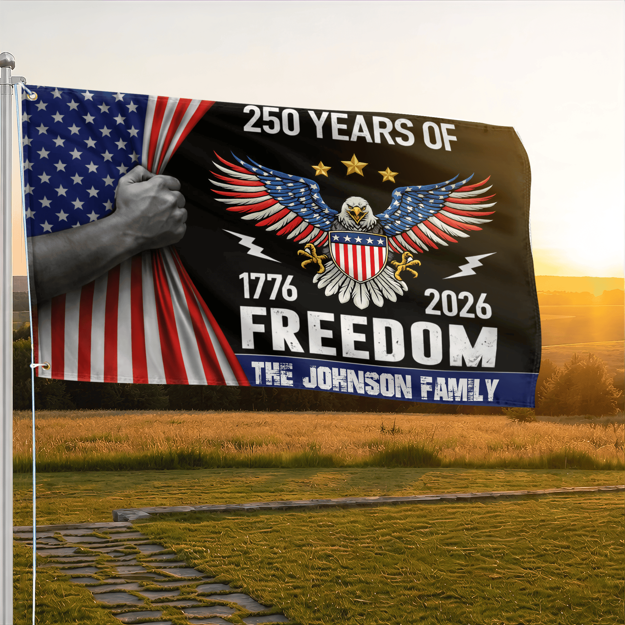 Premium Custom America 250th Anniversary Grommet Flag, America 250th Flag, America 250th Birthday, Best Gifts On Independence Day, Veterans Day.