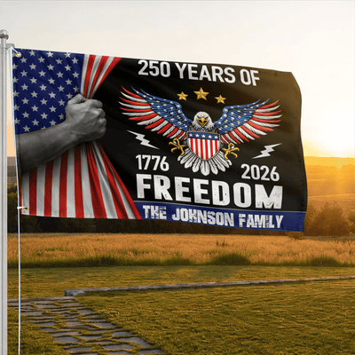 Premium Custom America 250th Anniversary Grommet Flag, America 250th Flag, America 250th Birthday, Best Gifts On Independence Day, Veterans Day.