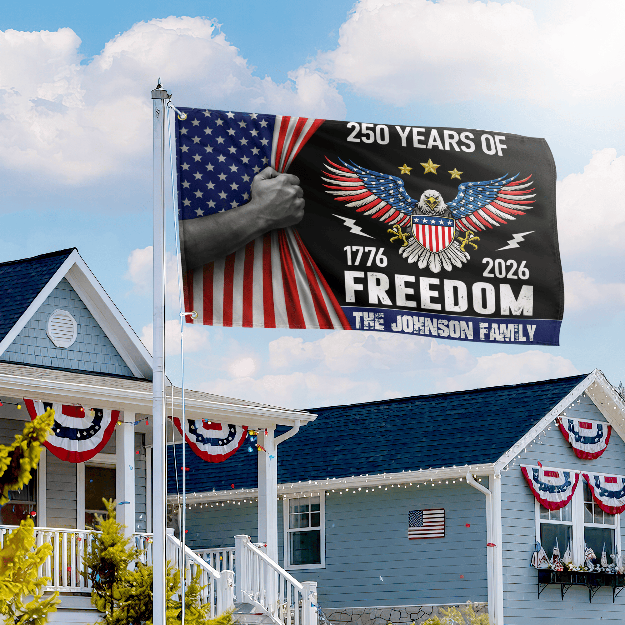 Premium Custom America 250th Anniversary Grommet Flag, America 250th Flag, America 250th Birthday, Best Gifts On Independence Day, Veterans Day.