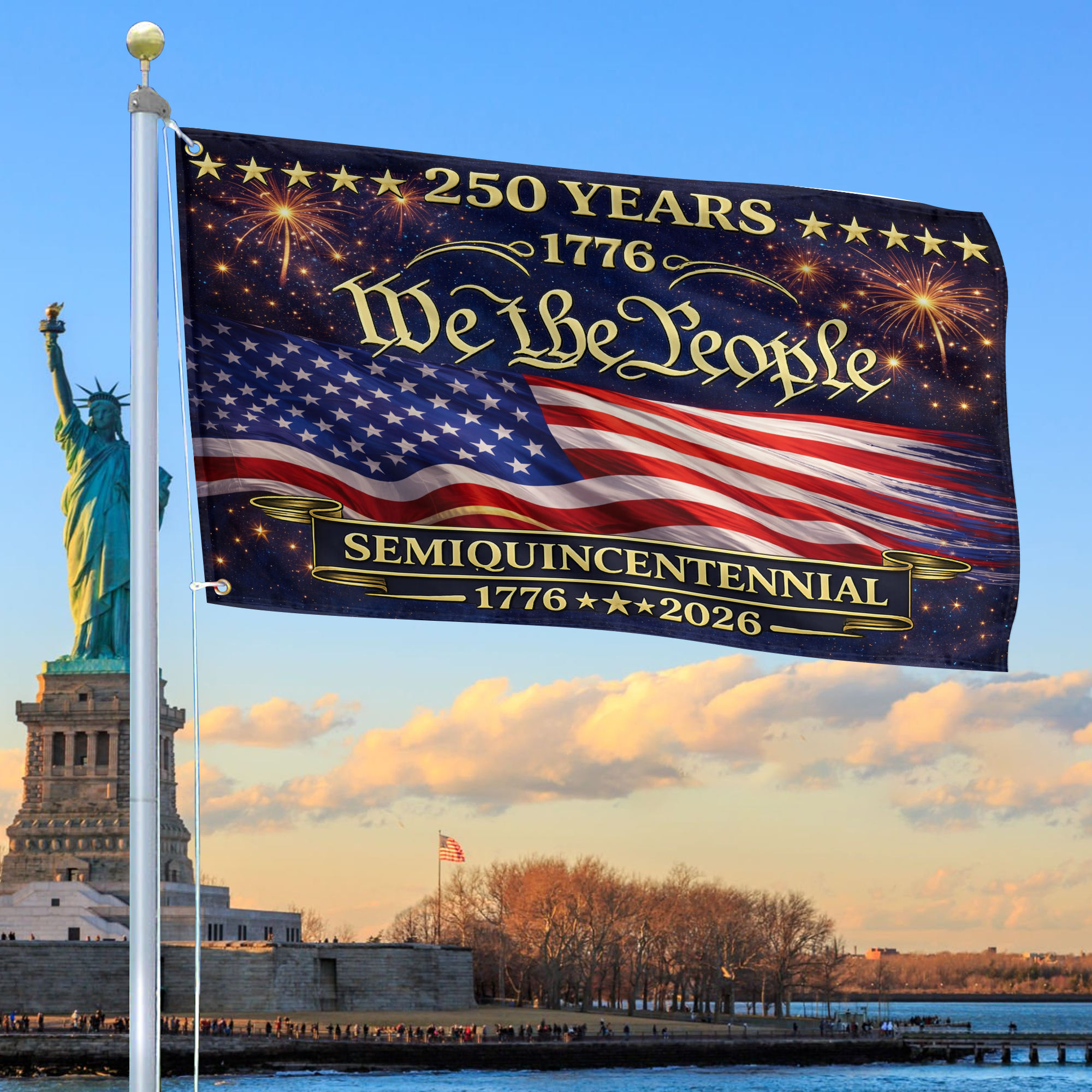 Premium America 250th Anniversary Grommet Flag, America 250th Flag, America 250th Birthday, Best Gifts On Independence Day, Veterans Day.