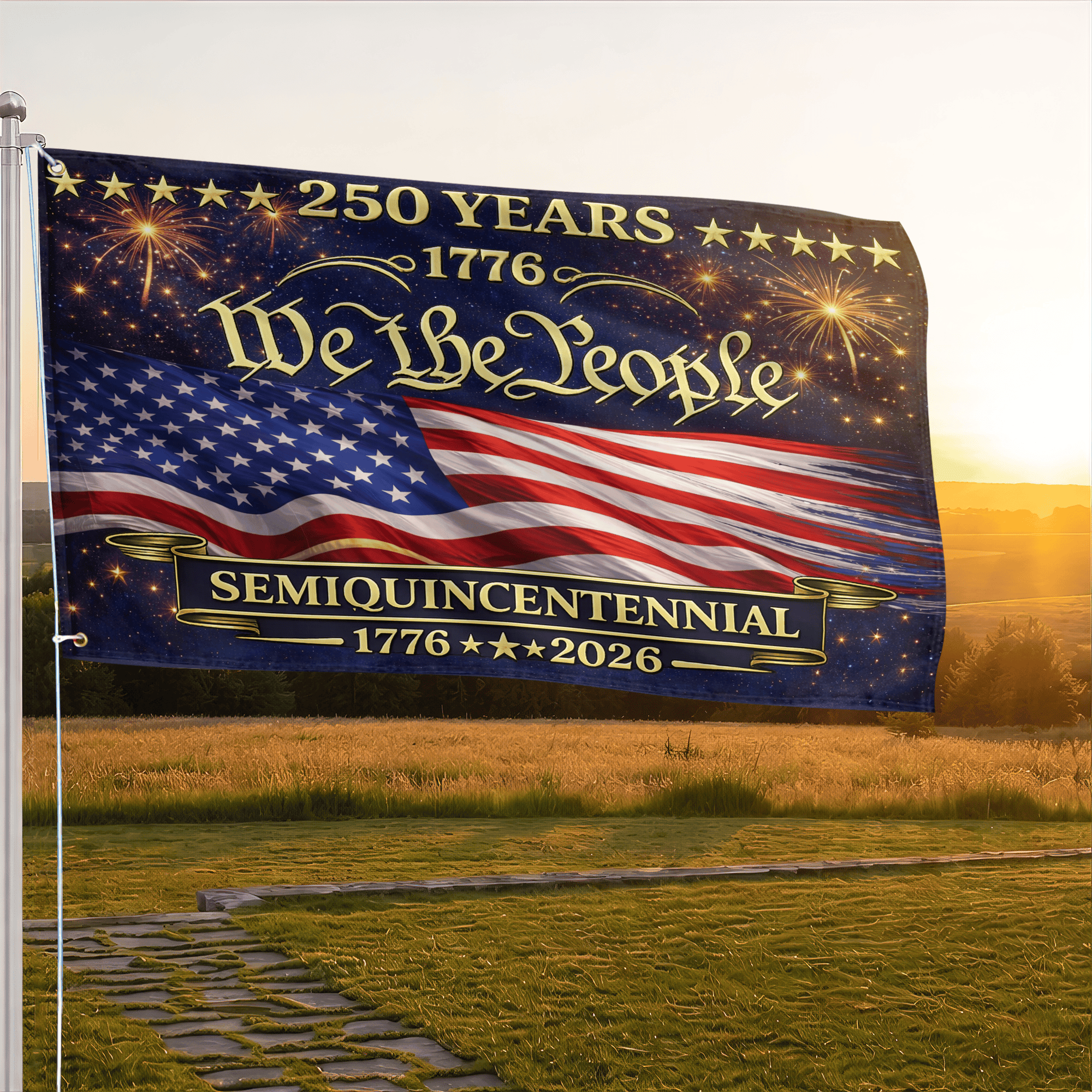 Premium America 250th Anniversary Grommet Flag, America 250th Flag, America 250th Birthday, Best Gifts On Independence Day, Veterans Day.