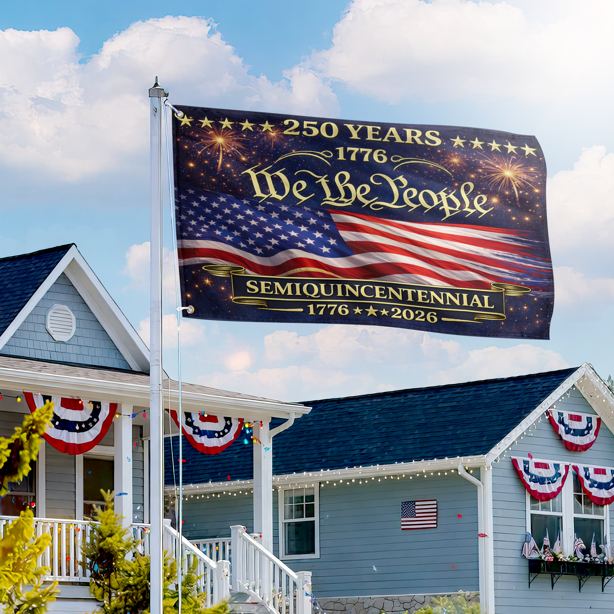 Premium America 250th Anniversary Grommet Flag, America 250th Flag, America 250th Birthday, Best Gifts On Independence Day, Veterans Day.