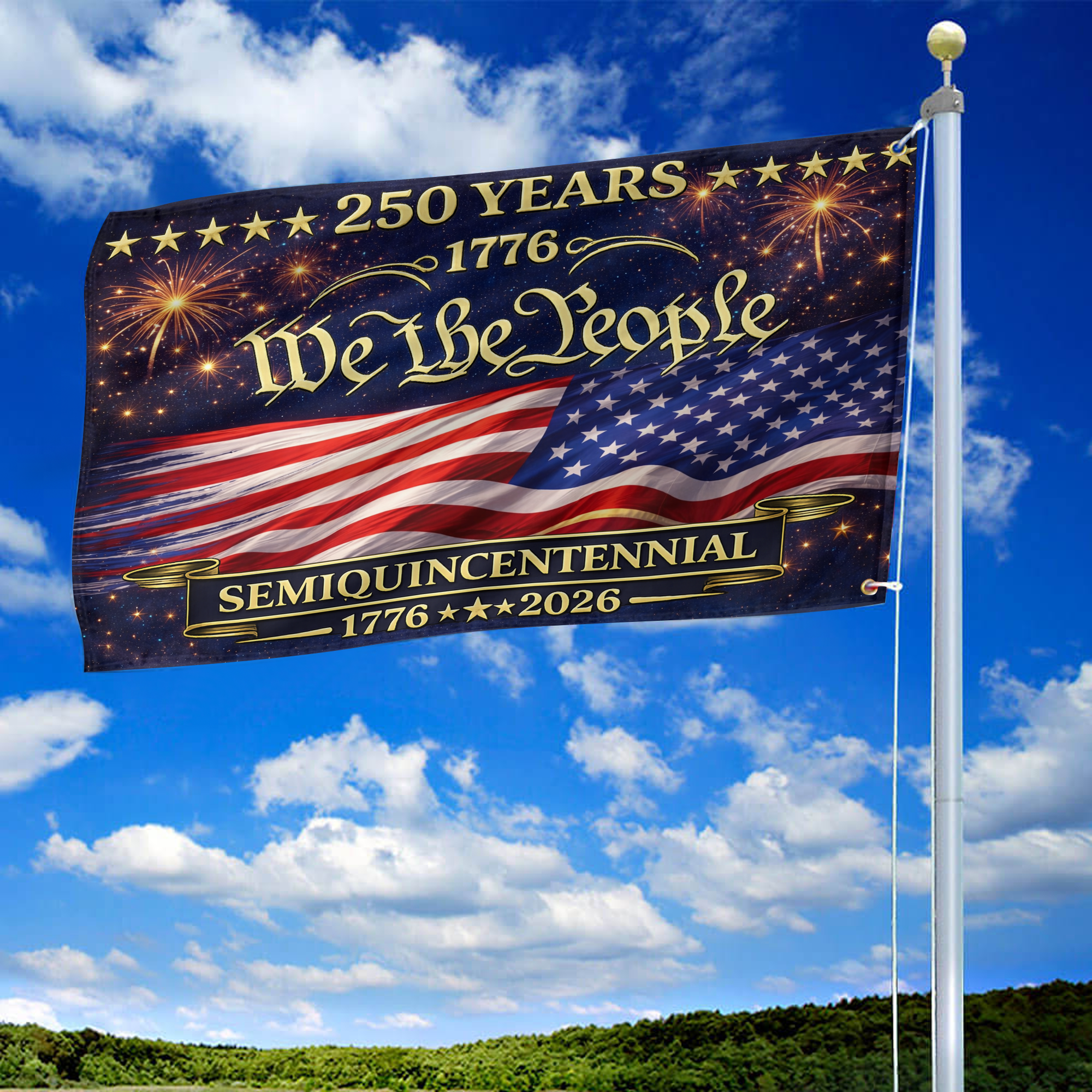 Premium America 250th Anniversary Grommet Flag, America 250th Flag, America 250th Birthday, Best Gifts On Independence Day, Veterans Day.