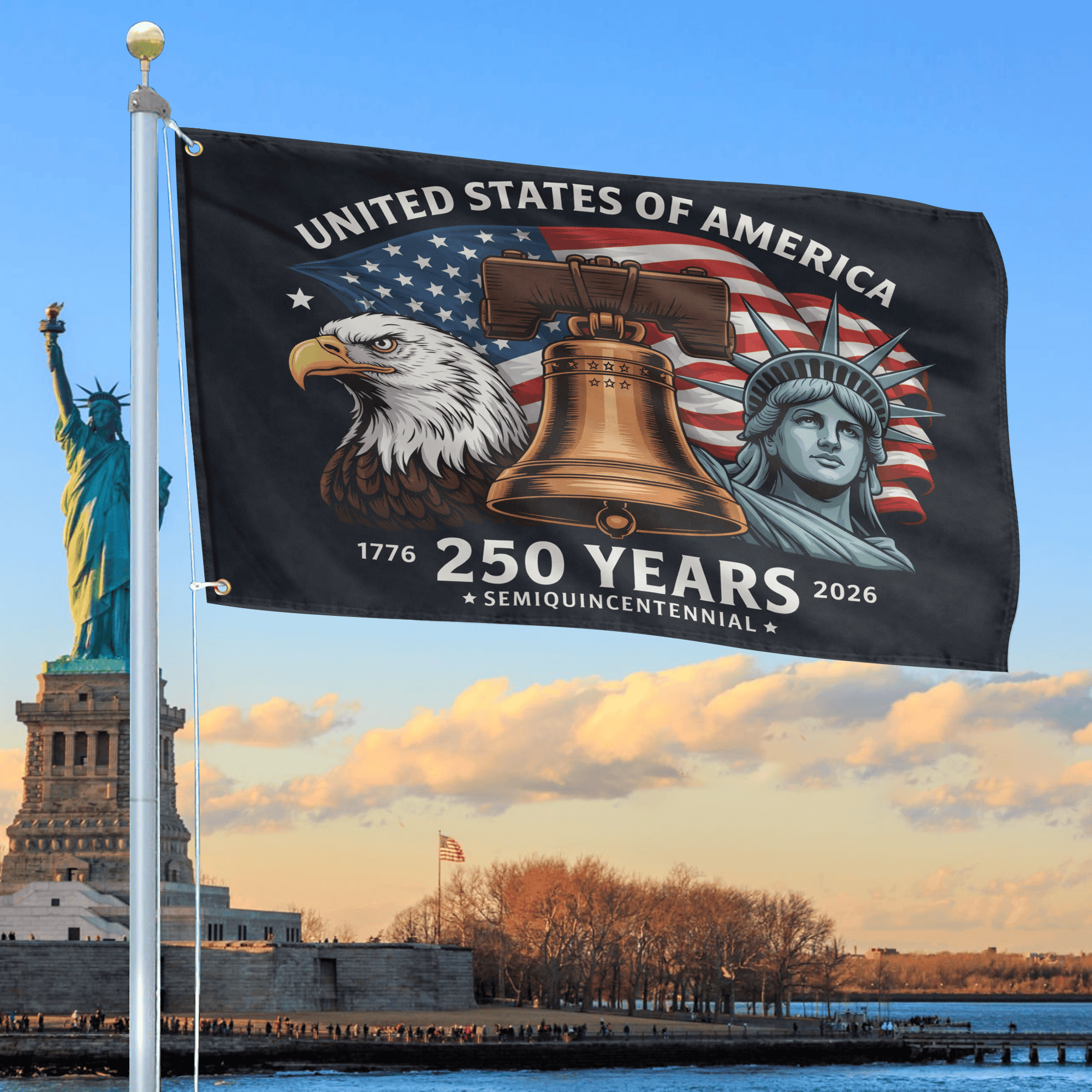 Premium America 250th Anniversary Grommet Flag, America 250th Flag, America 250th Birthday, Best Gifts On Independence Day, Veterans Day.