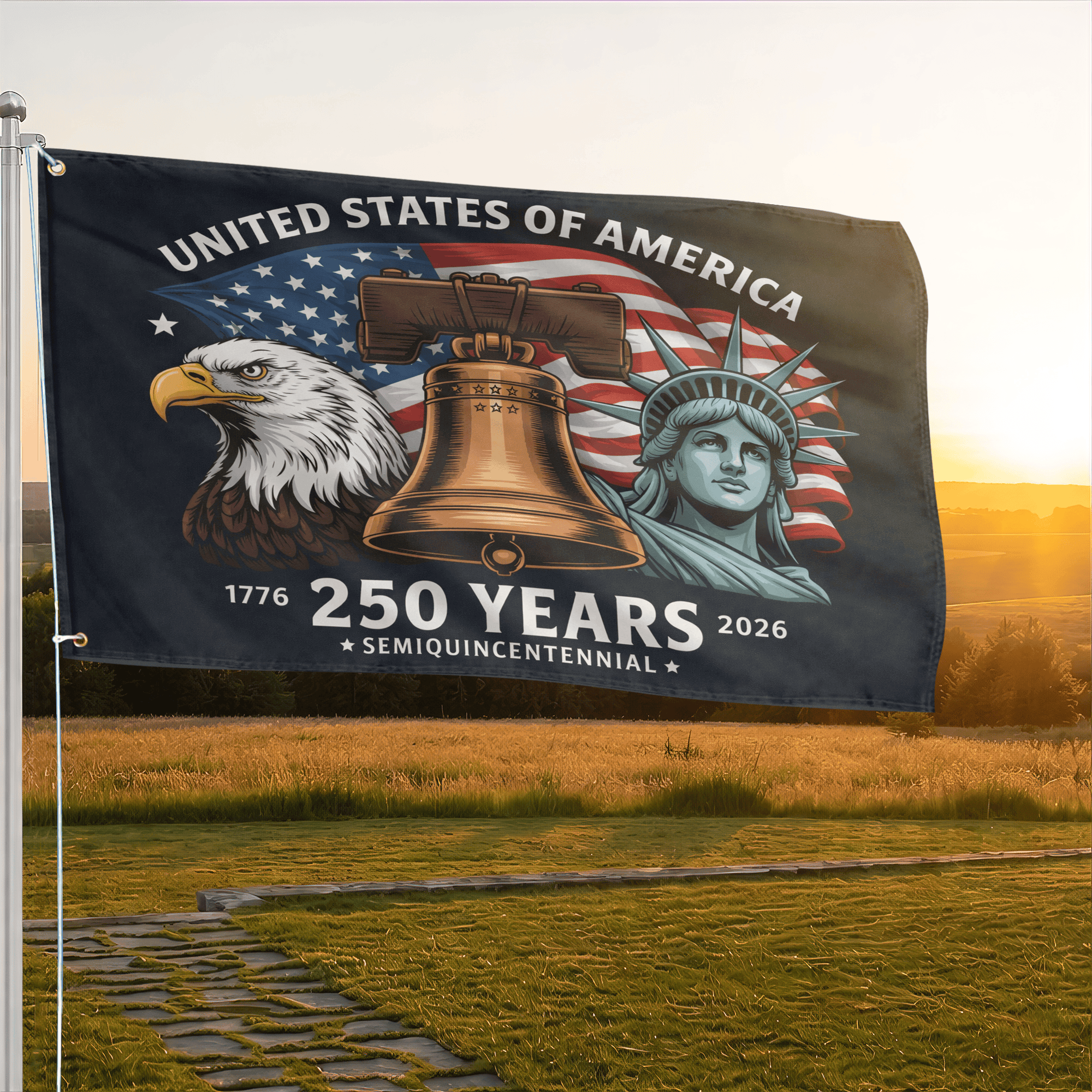 Premium America 250th Anniversary Grommet Flag, America 250th Flag, America 250th Birthday, Best Gifts On Independence Day, Veterans Day.