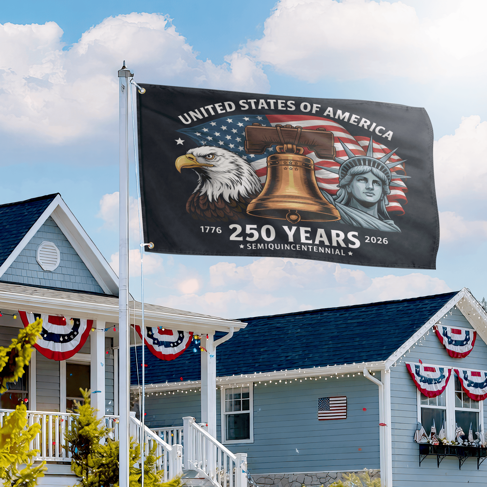 Premium America 250th Anniversary Grommet Flag, America 250th Flag, America 250th Birthday, Best Gifts On Independence Day, Veterans Day.