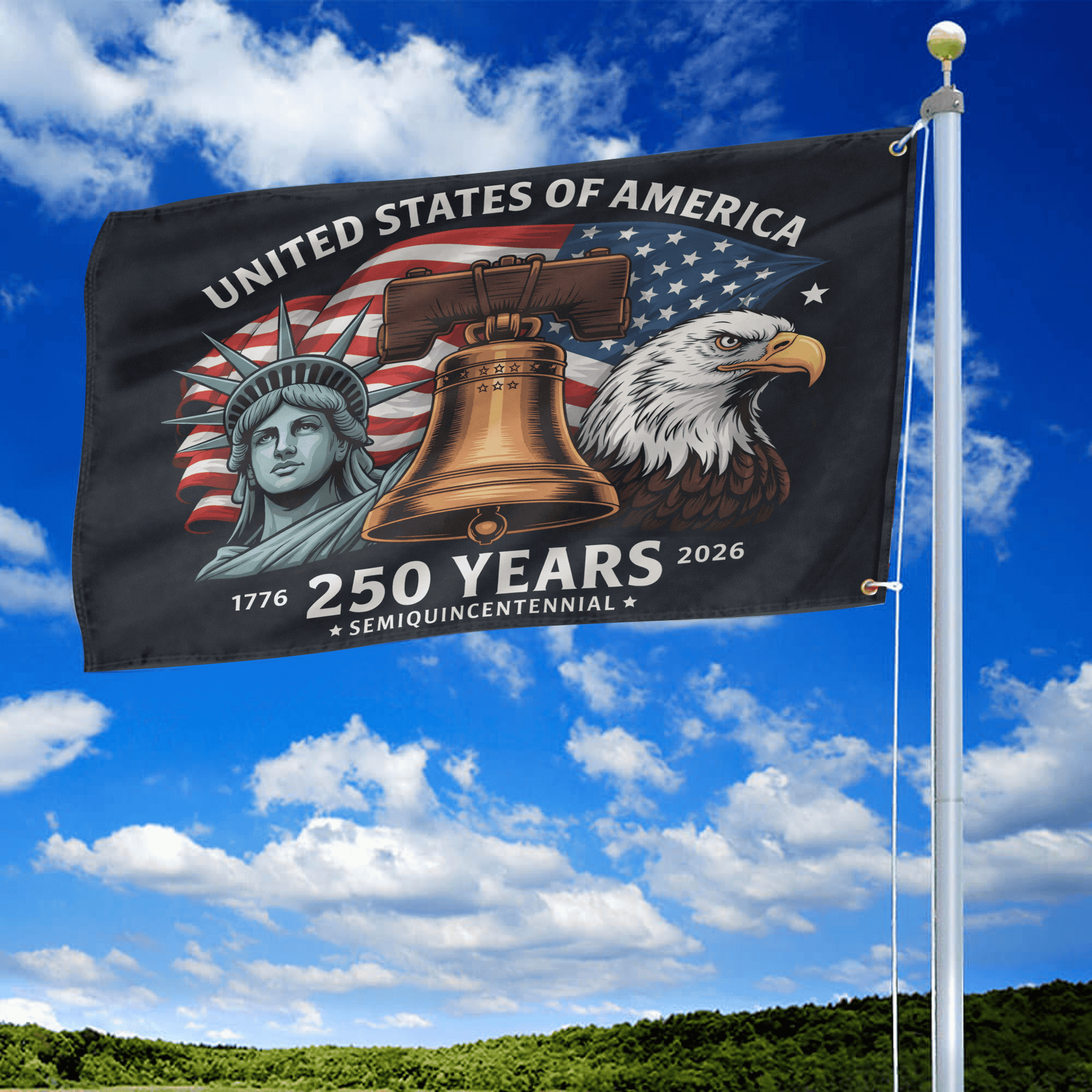 Premium America 250th Anniversary Grommet Flag, America 250th Flag, America 250th Birthday, Best Gifts On Independence Day, Veterans Day.