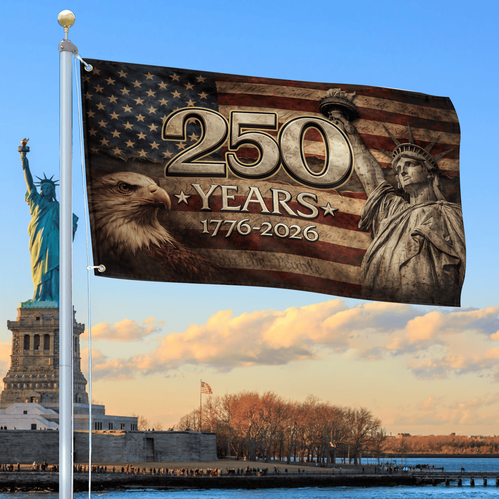 Premium America 250th Anniversary Grommet Flag, America 250th Flag, America 250th Birthday, Best Gifts On Independence Day, Veterans Day.