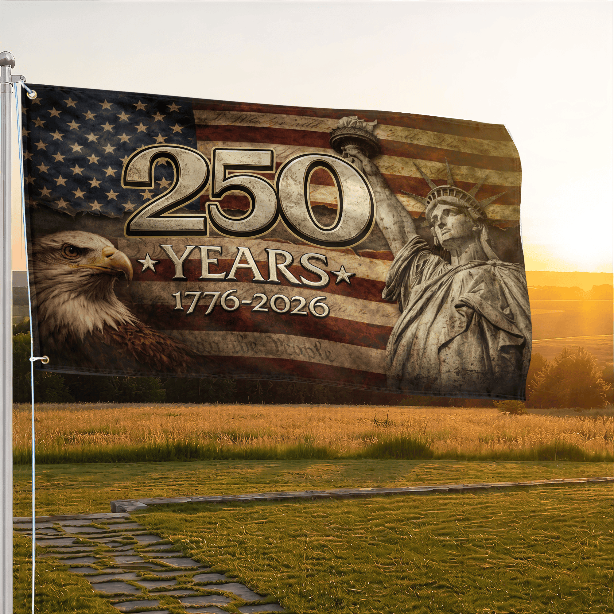 Premium America 250th Anniversary Grommet Flag, America 250th Flag, America 250th Birthday, Best Gifts On Independence Day, Veterans Day.